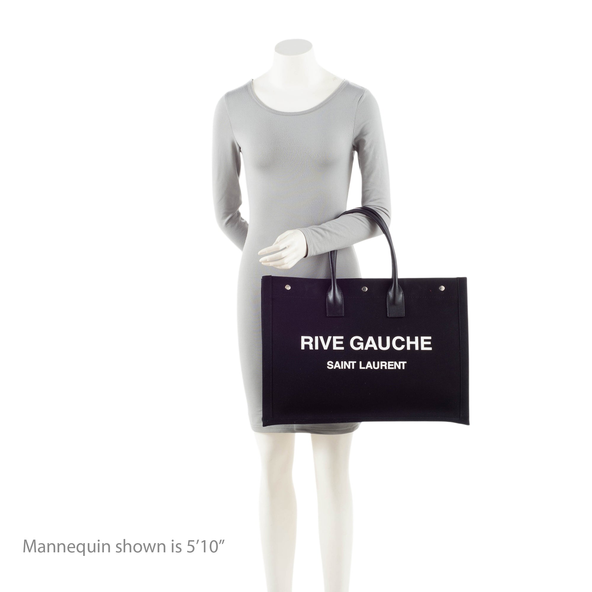 Saint Laurent Canvas Calfskin Rive Gauche Large Tote
