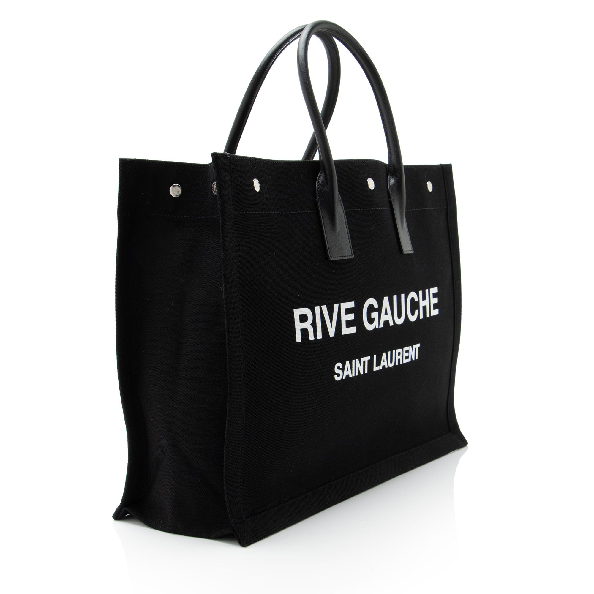 Saint Laurent Canvas Calfskin Rive Gauche Large Tote