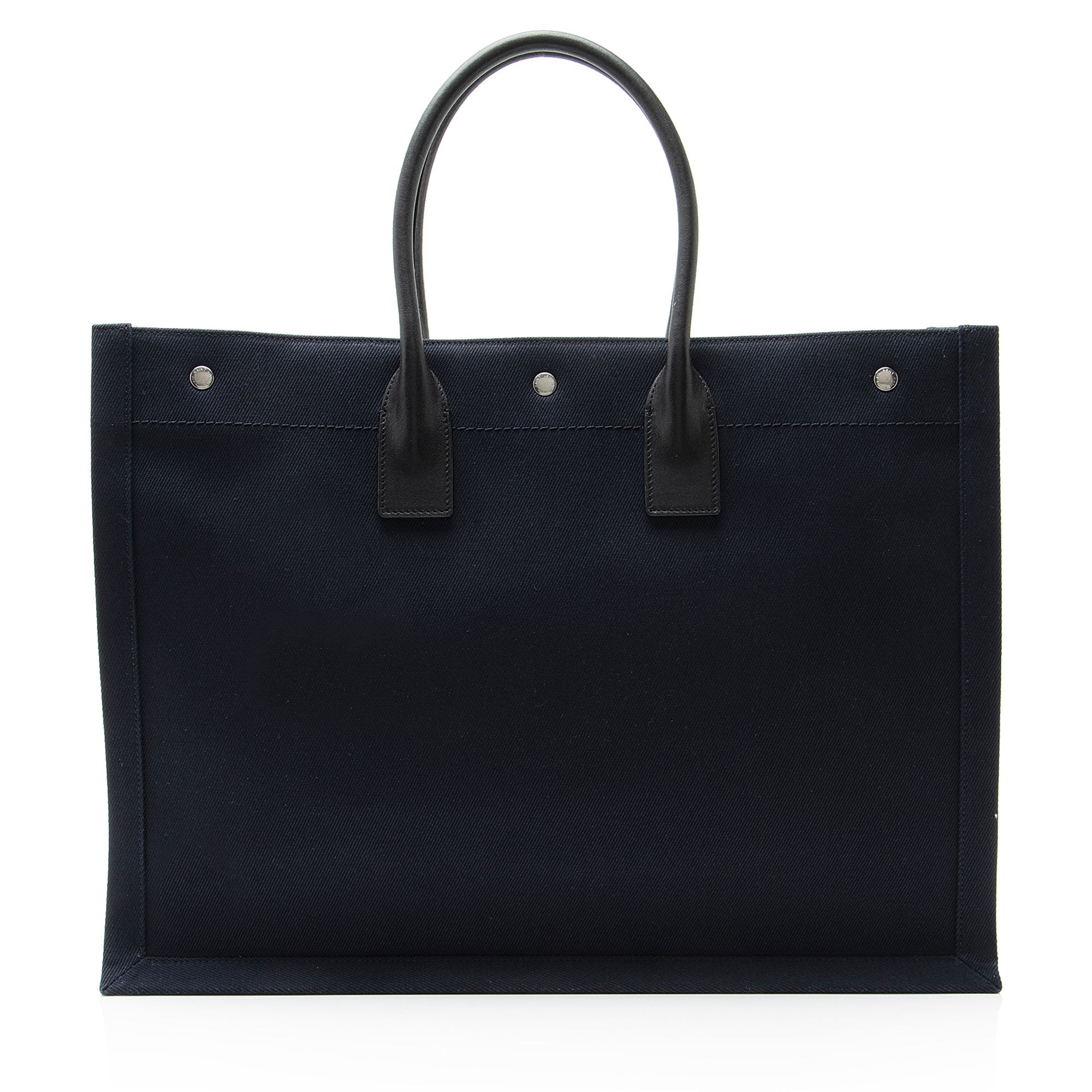 Saint Laurent Canvas Calfskin Rive Gauche Large Tote
