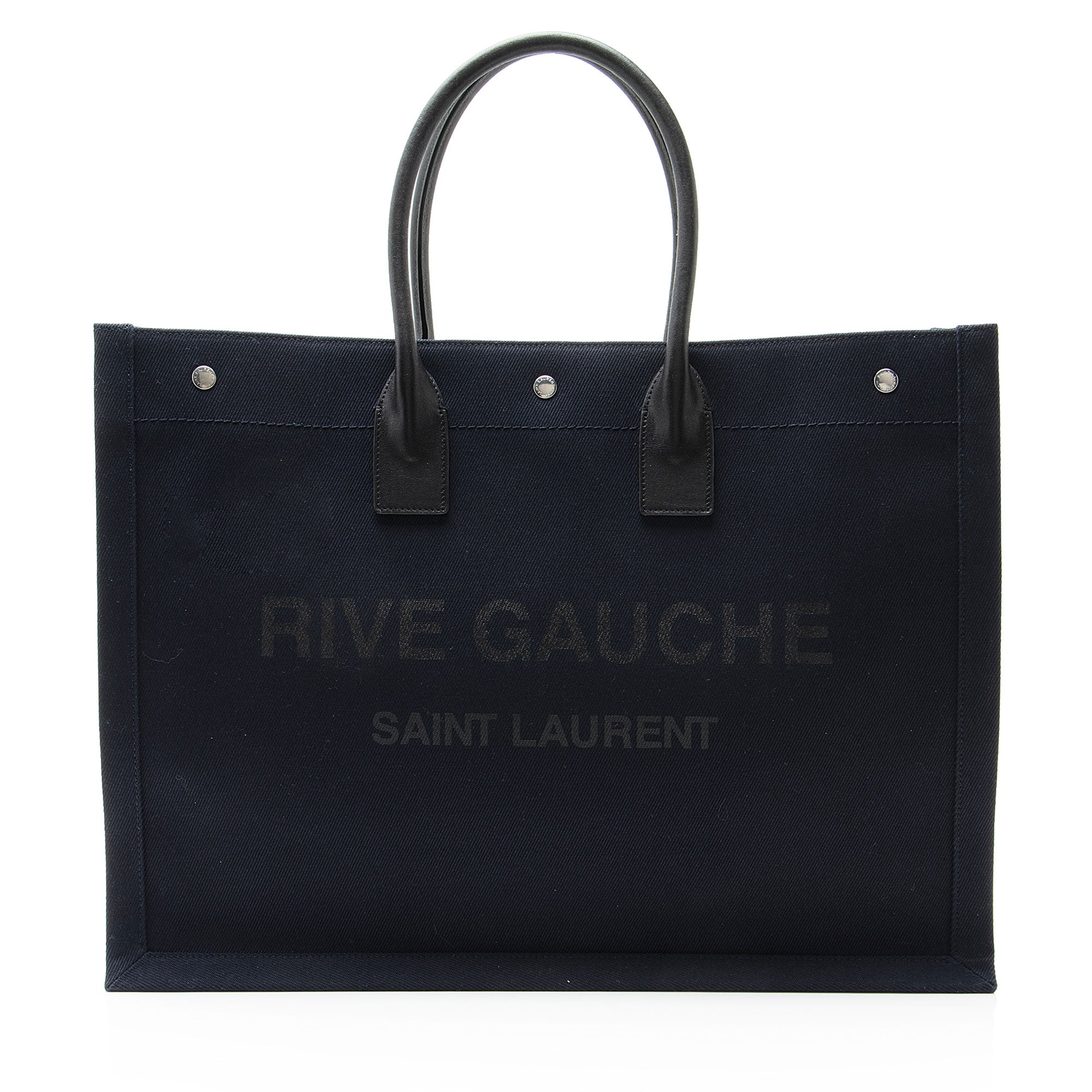 Saint Laurent Canvas Calfskin Rive Gauche Large Tote