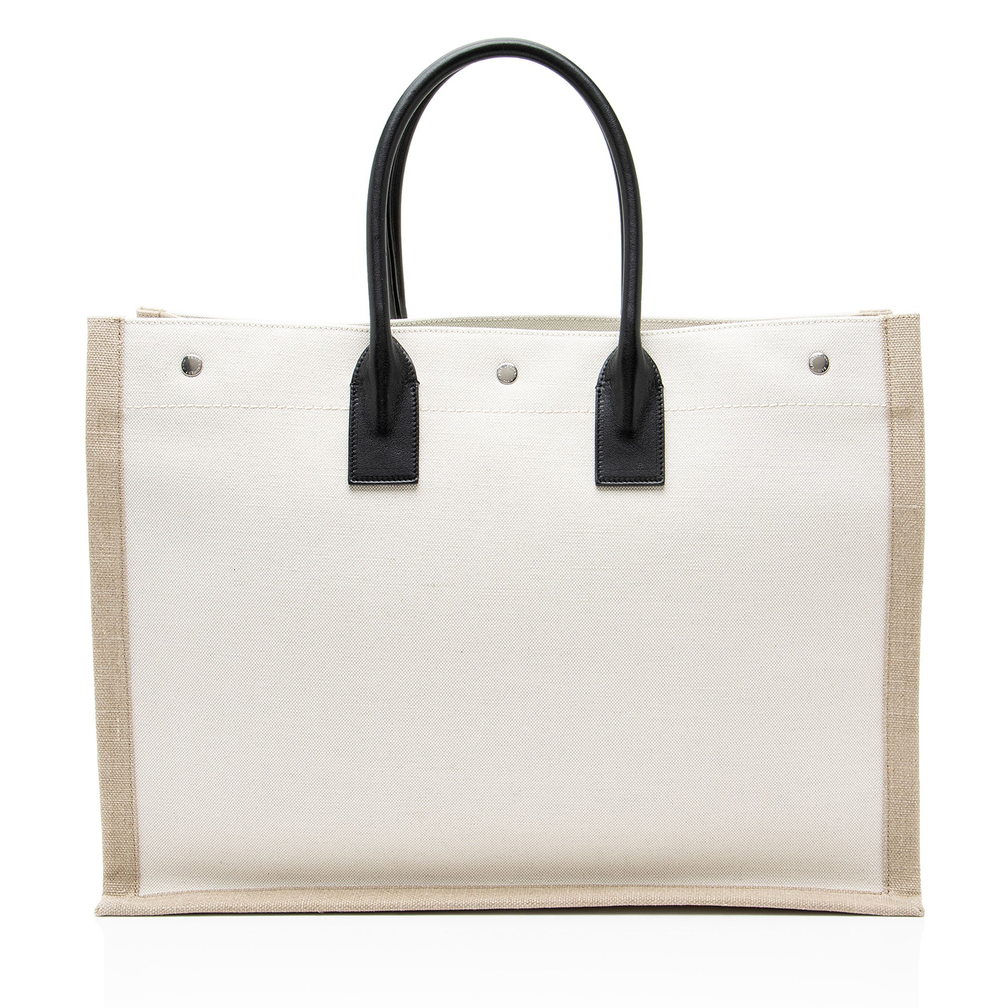 Saint Laurent Canvas Calfskin Rive Gauche Large Tote
