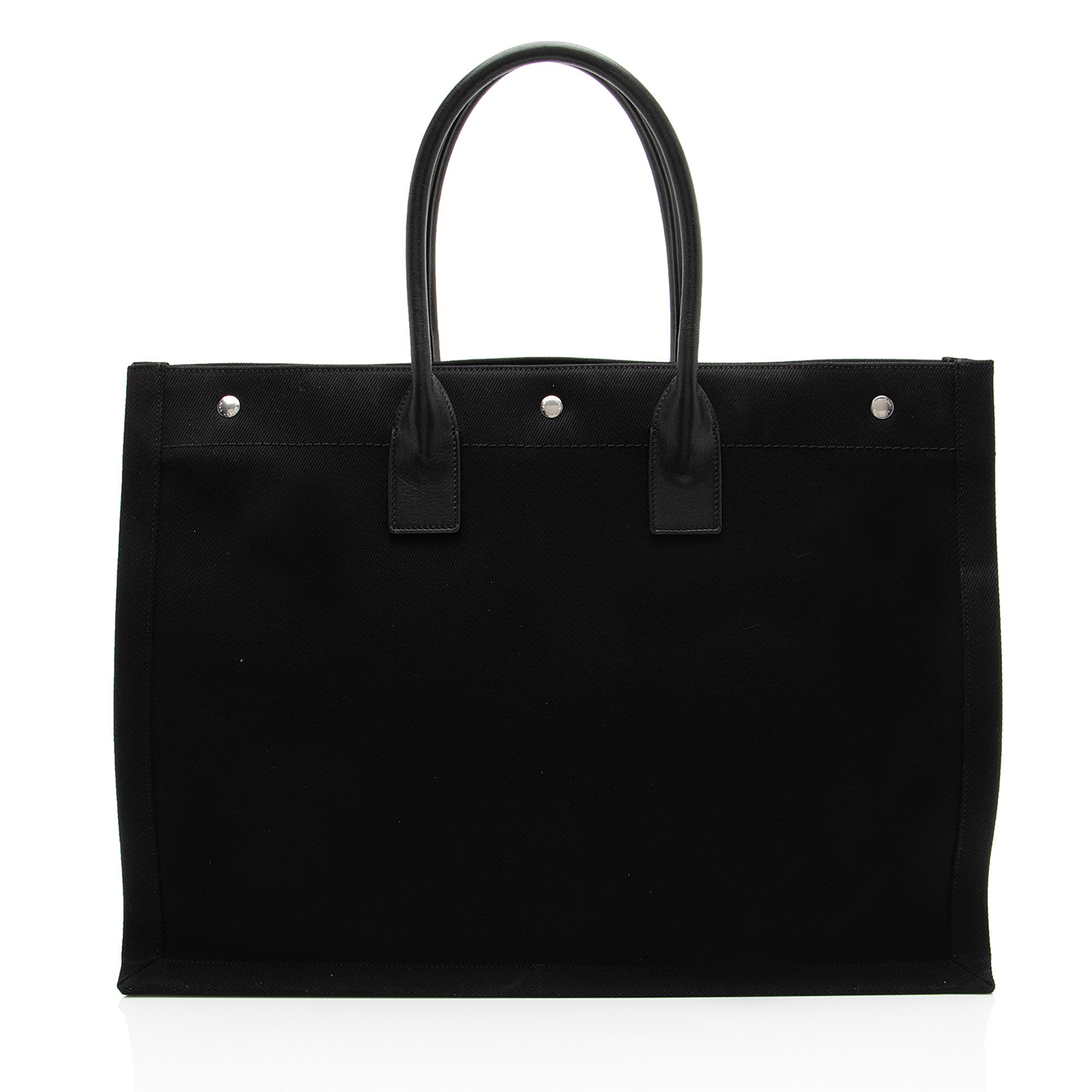 Saint Laurent Canvas Calfskin Rive Gauche Large Tote