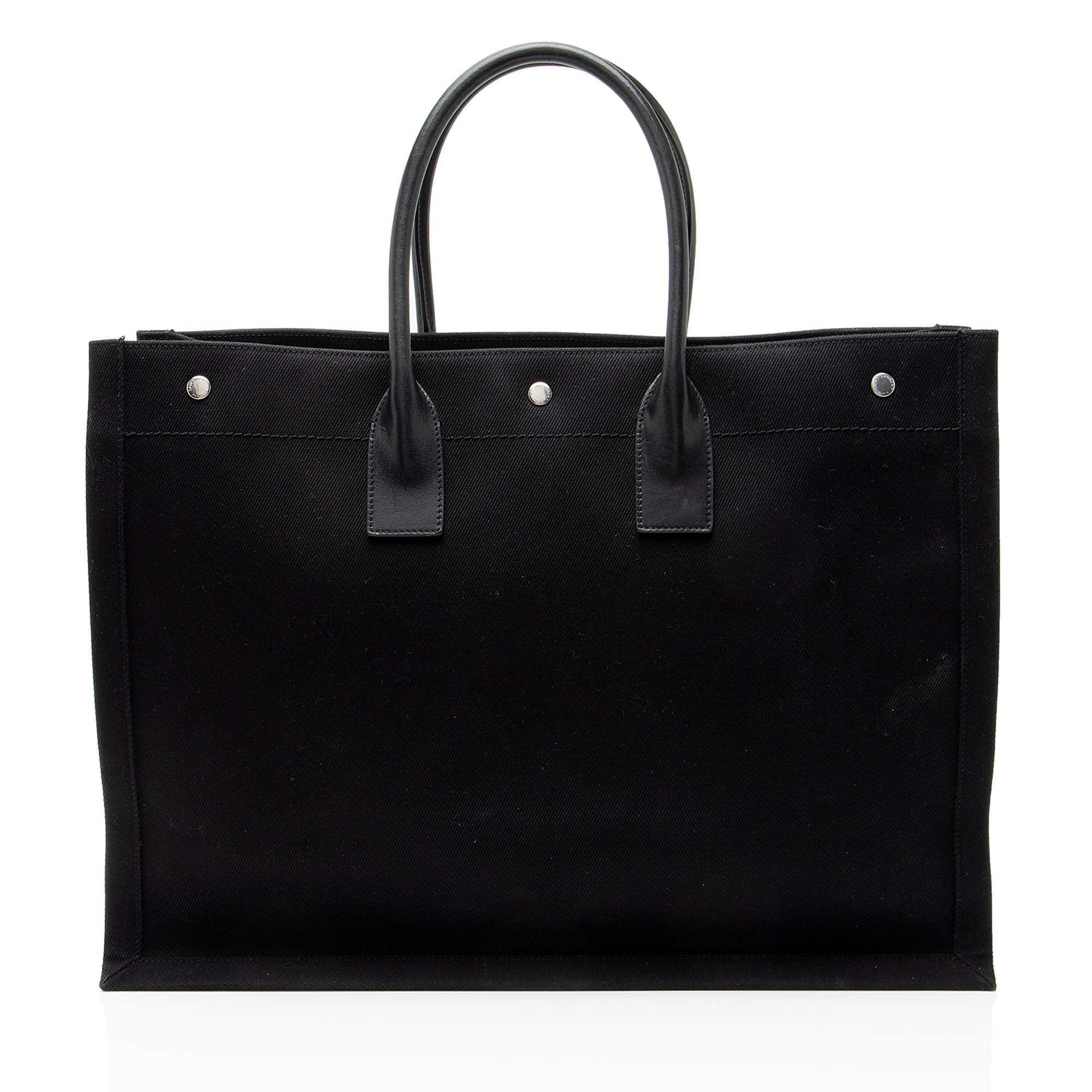 Saint Laurent Canvas Calfskin Rive Gauche Large Tote