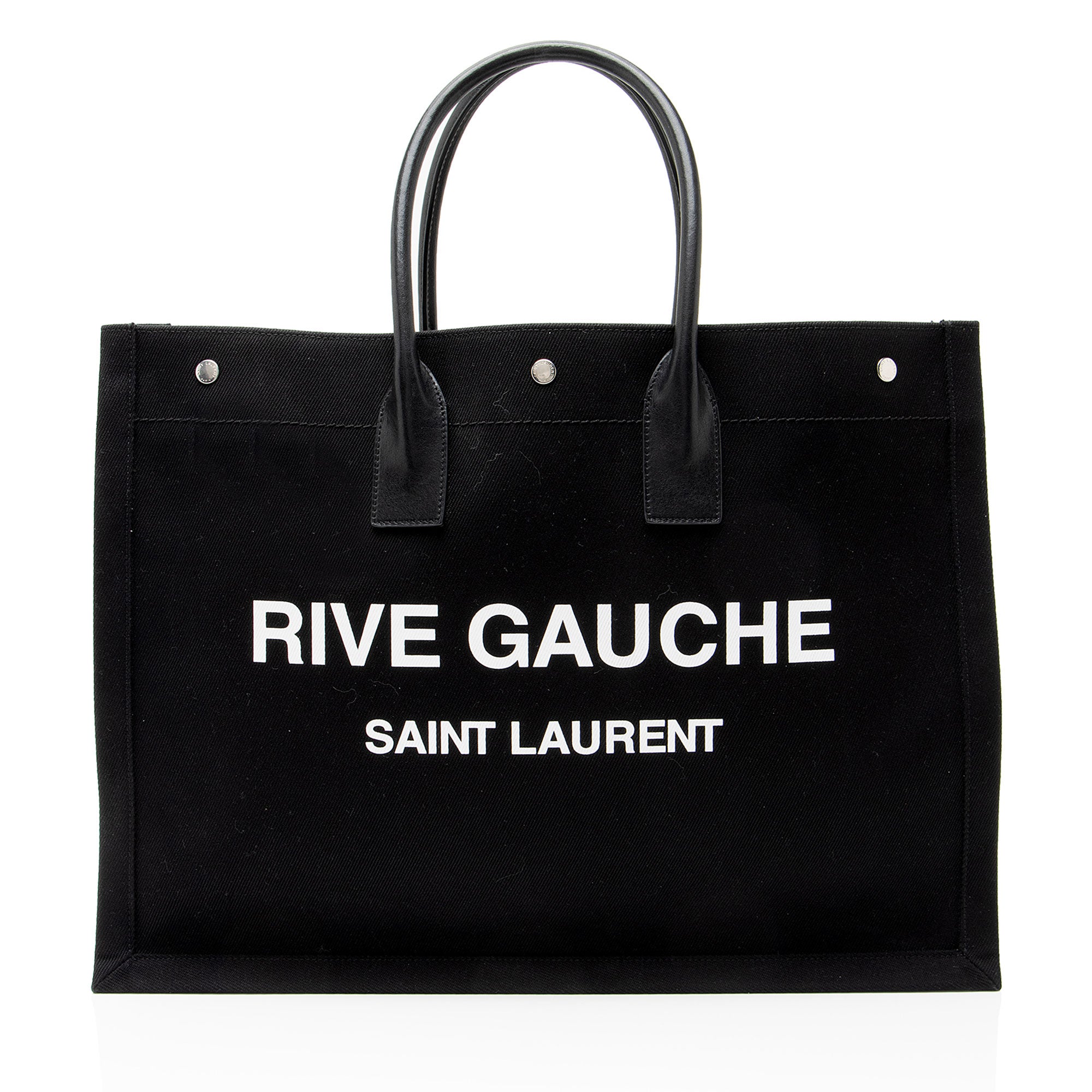 Saint Laurent Canvas Calfskin Rive Gauche Large Tote