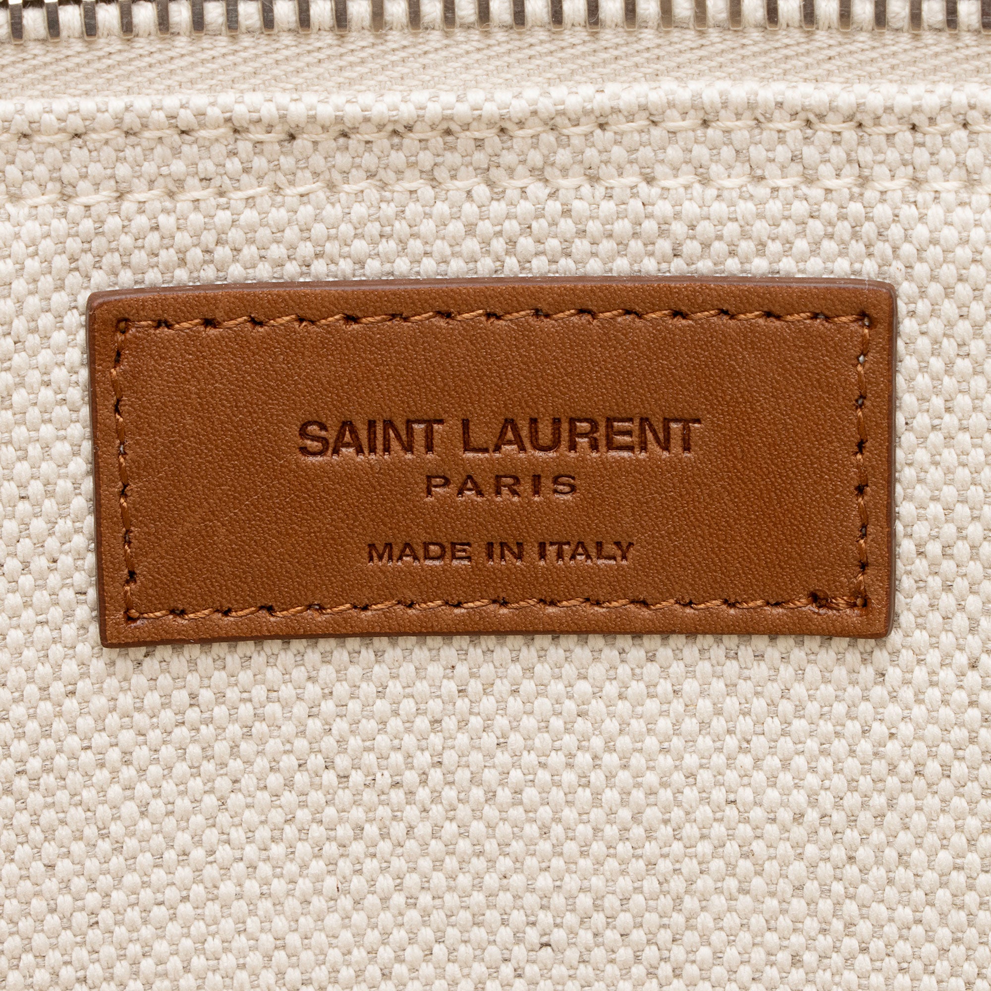 Saint Laurent Canvas Calfskin Trapezoid Rive Gauche Tote