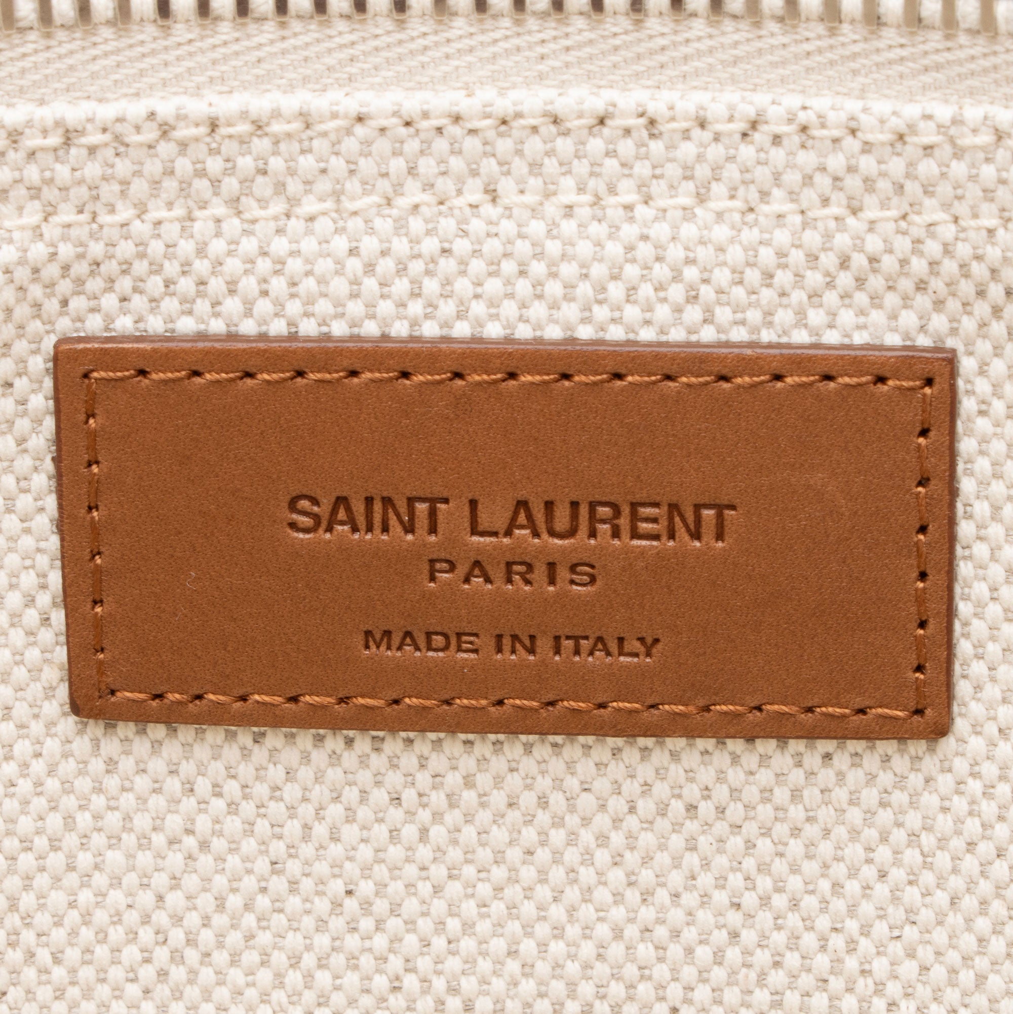 Saint Laurent Canvas Calfskin Trapezoid Rive Gauche Tote
