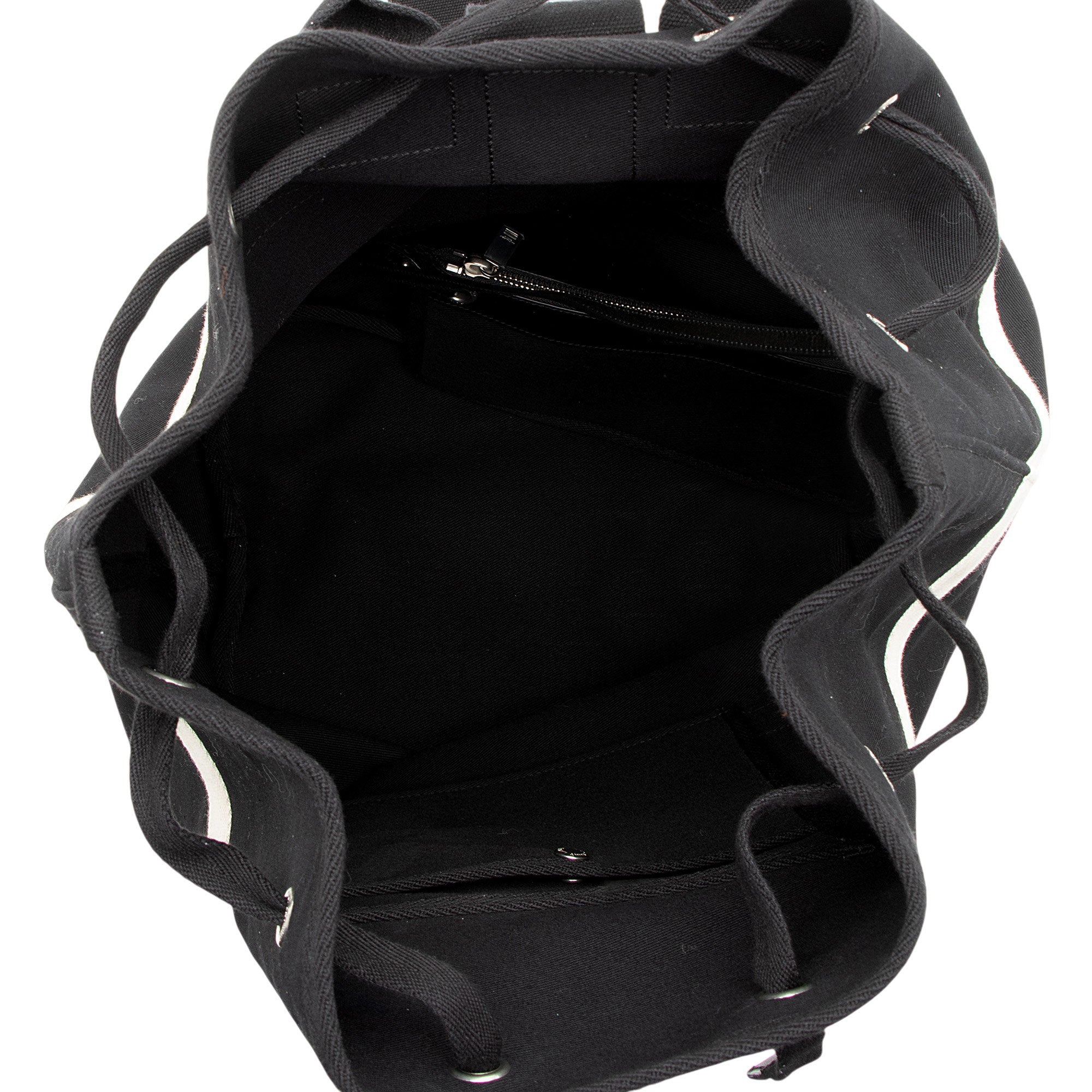 Saint Laurent Canvas Embroidered Rive Gauche Drawstring Sling Bag
