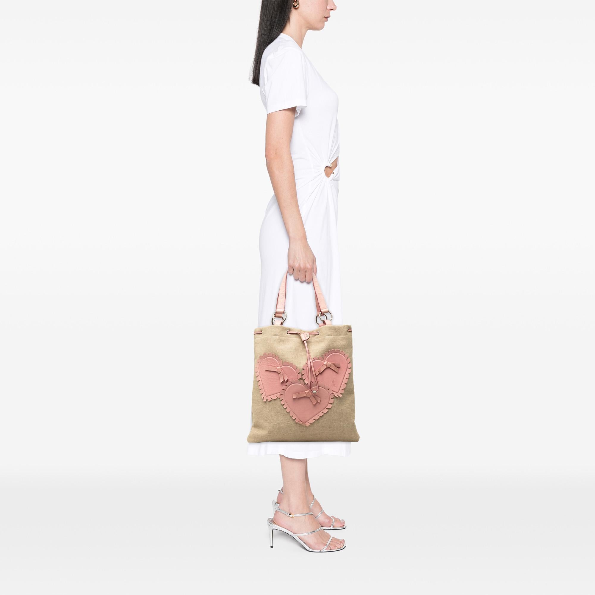 Saint Laurent Canvas Heart Kahala Tote