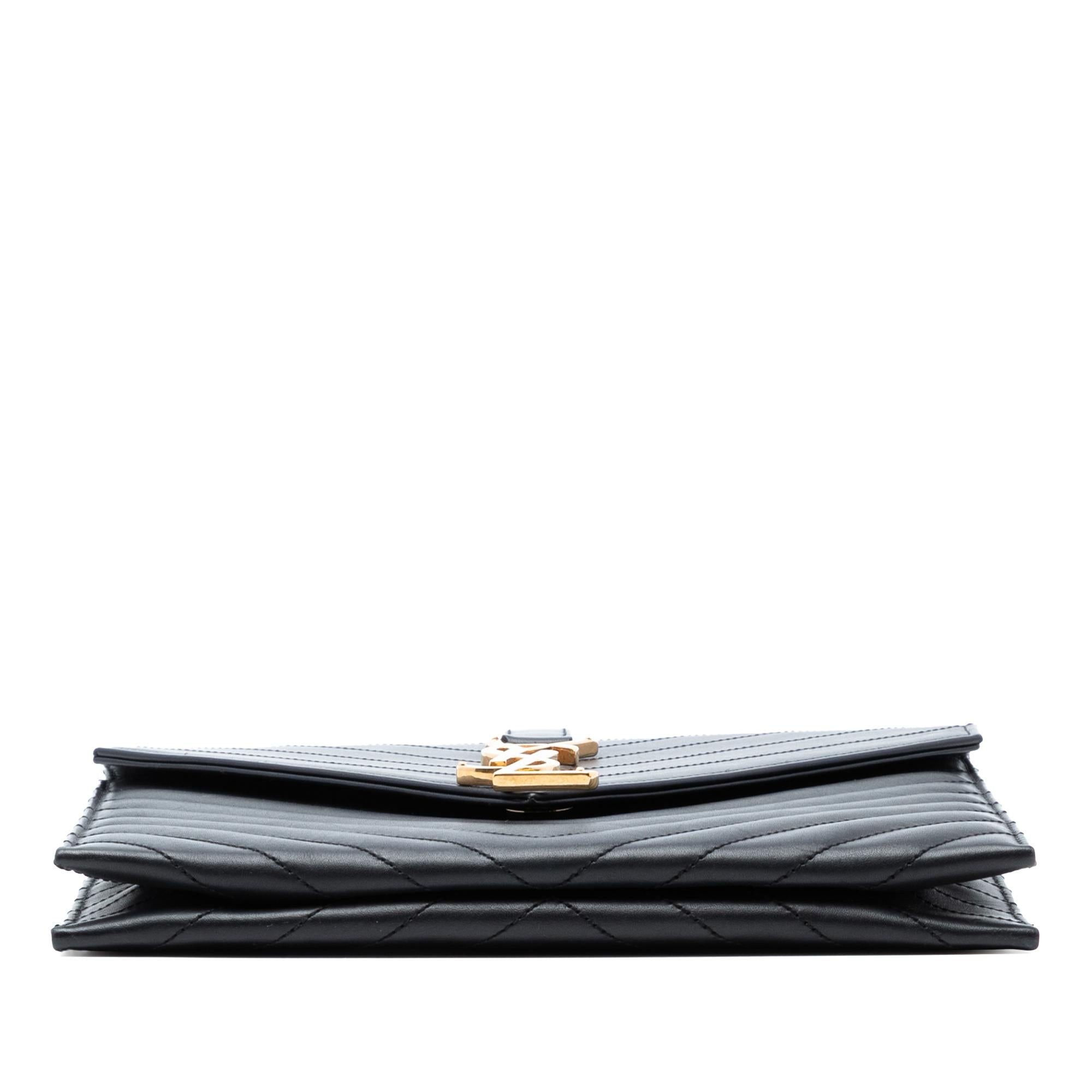 Saint Laurent Chevron Calfskin Classic Monogram Envelope Crossbody