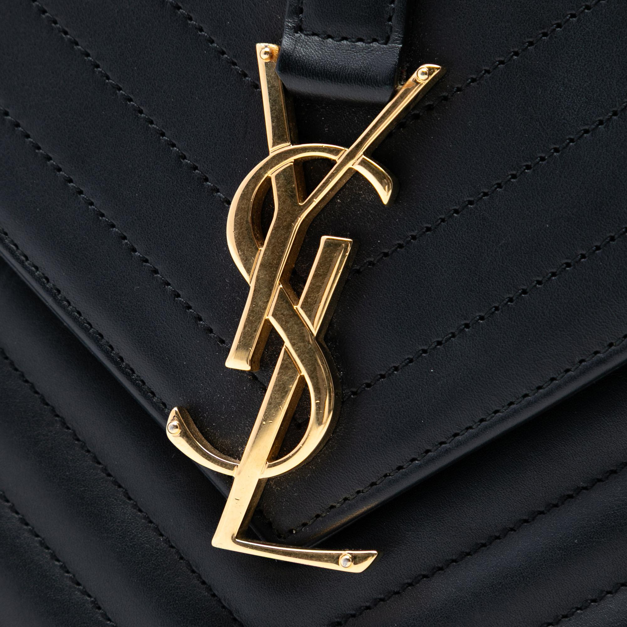 Saint Laurent Chevron Calfskin Classic Monogram Envelope Crossbody