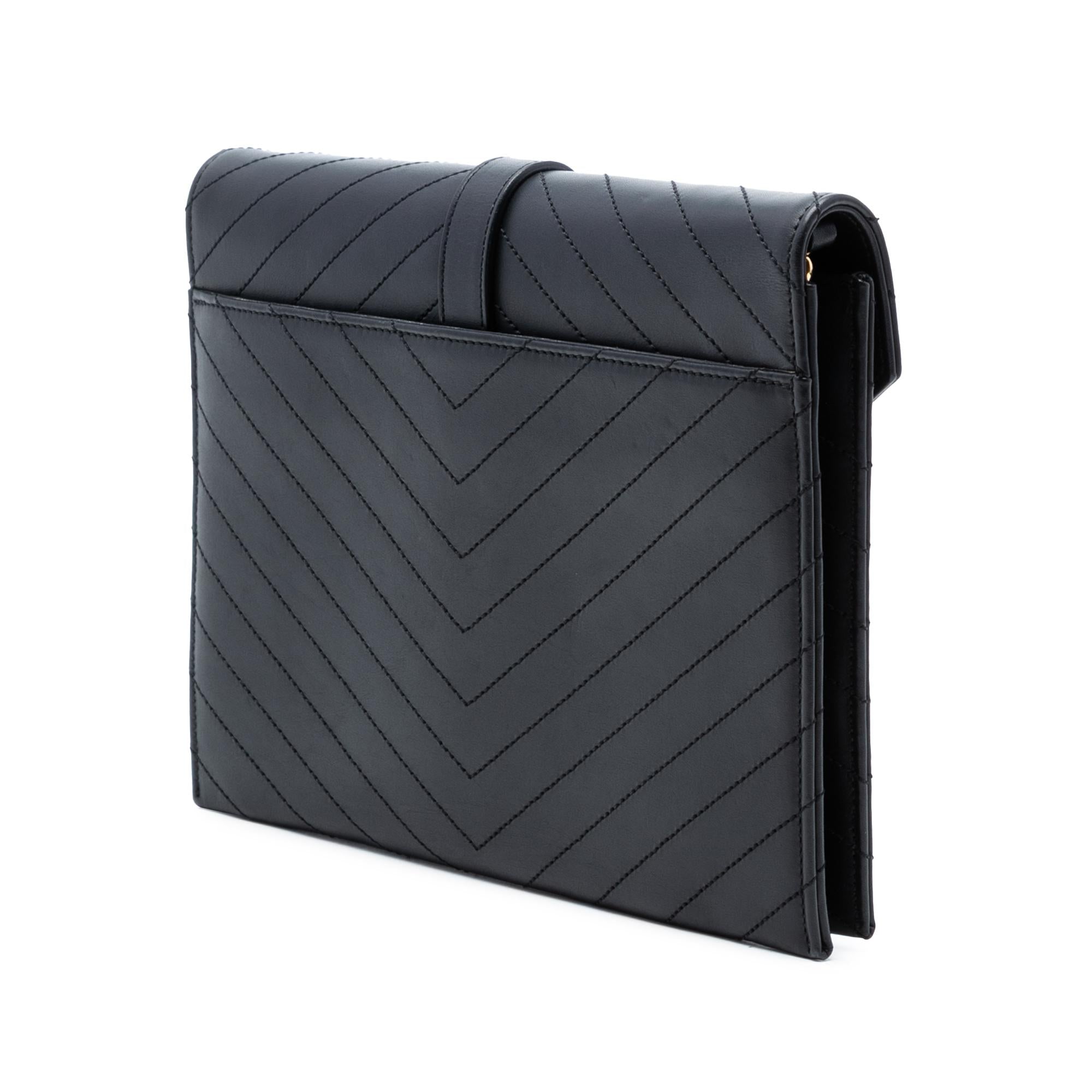 Saint Laurent Chevron Calfskin Classic Monogram Envelope Crossbody