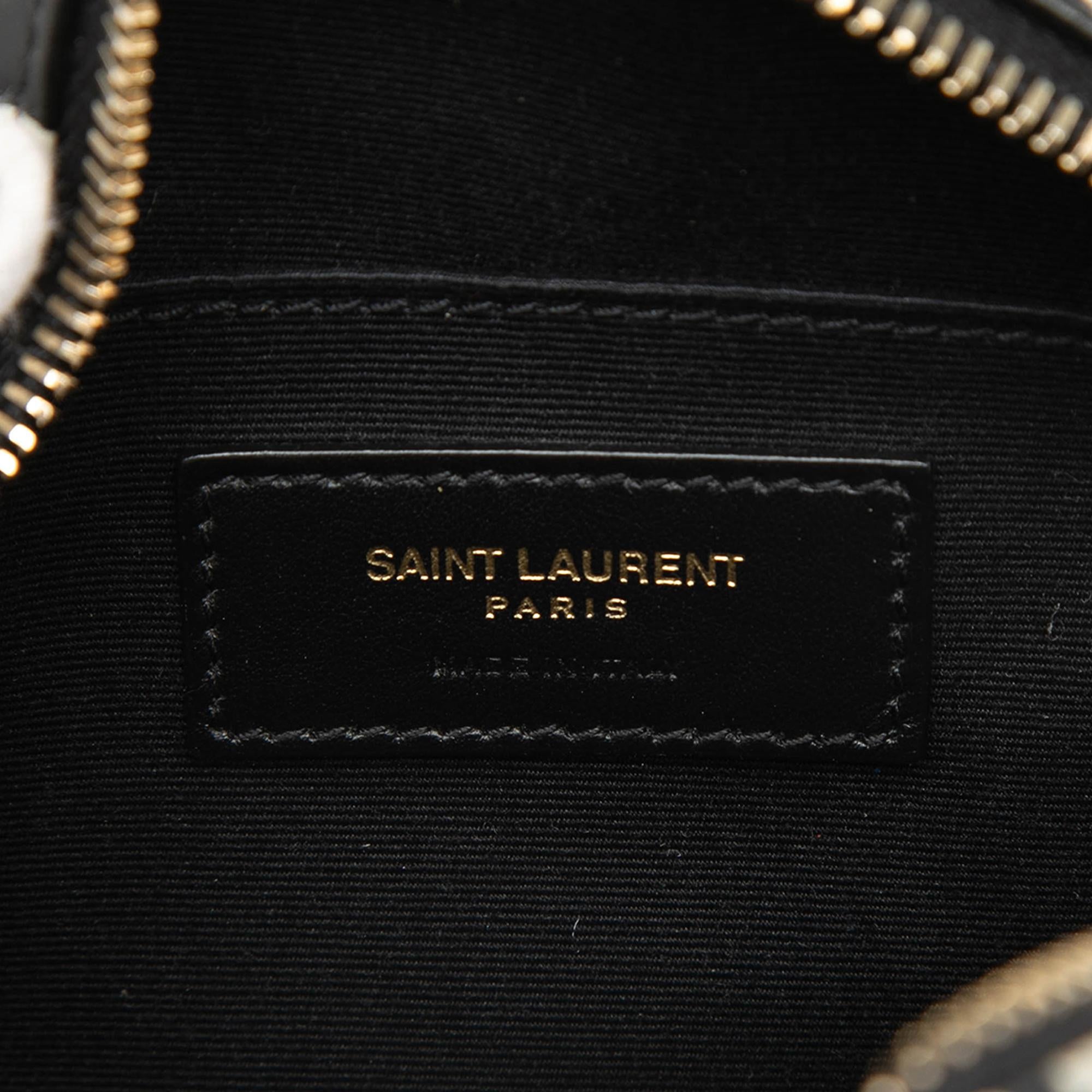 Saint Laurent Chevron Calfskin Polka Dot Round Vinyle Camera Bag