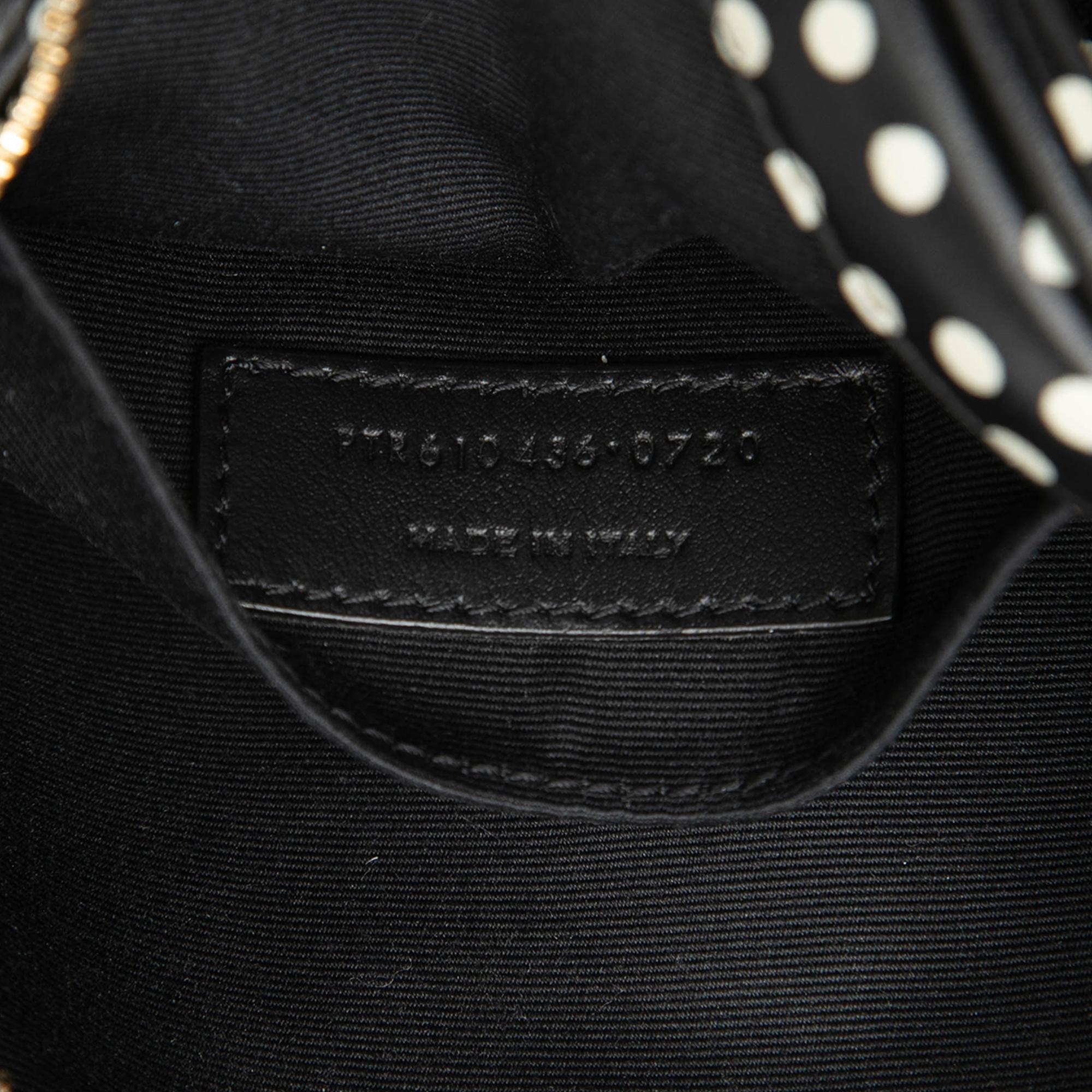 Saint Laurent Chevron Calfskin Polka Dot Round Vinyle Camera Bag