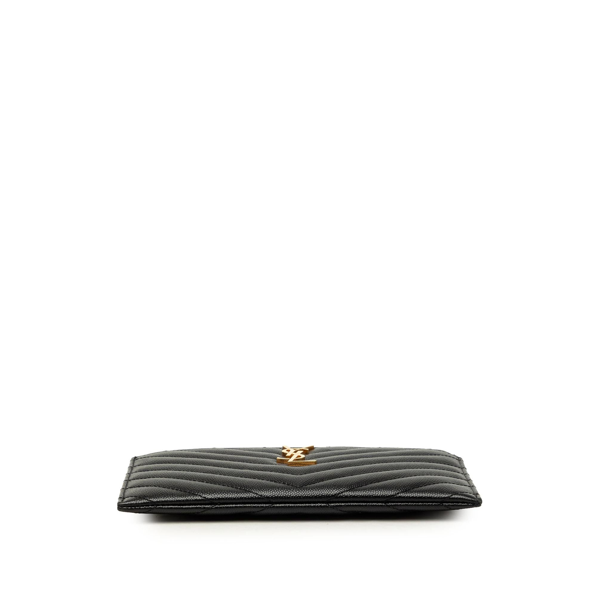 Saint Laurent Chevron Grain De Poudre Monogram Bill Pouch
