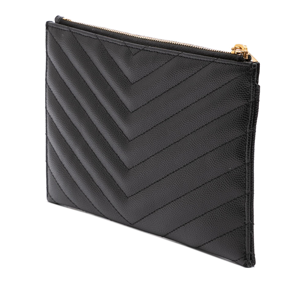 Saint Laurent Chevron Grain De Poudre Monogram Bill Pouch