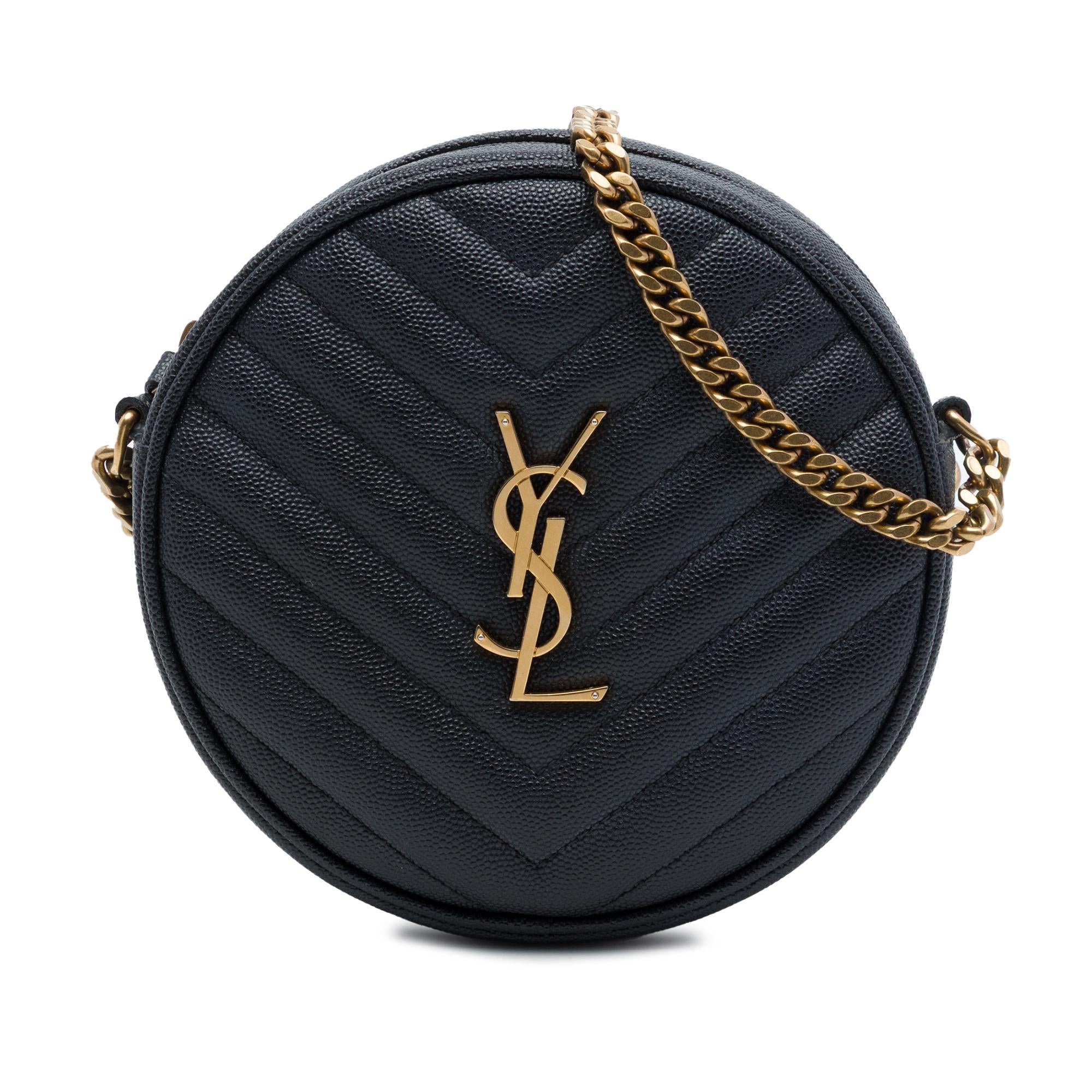 Saint Laurent Chevron Grain De Poudre Round Vinyle Camera Bag