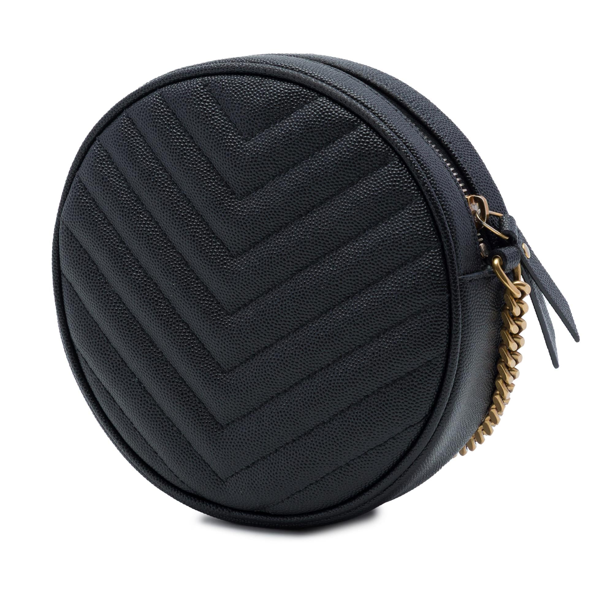 Saint Laurent Chevron Grain De Poudre Round Vinyle Camera Bag