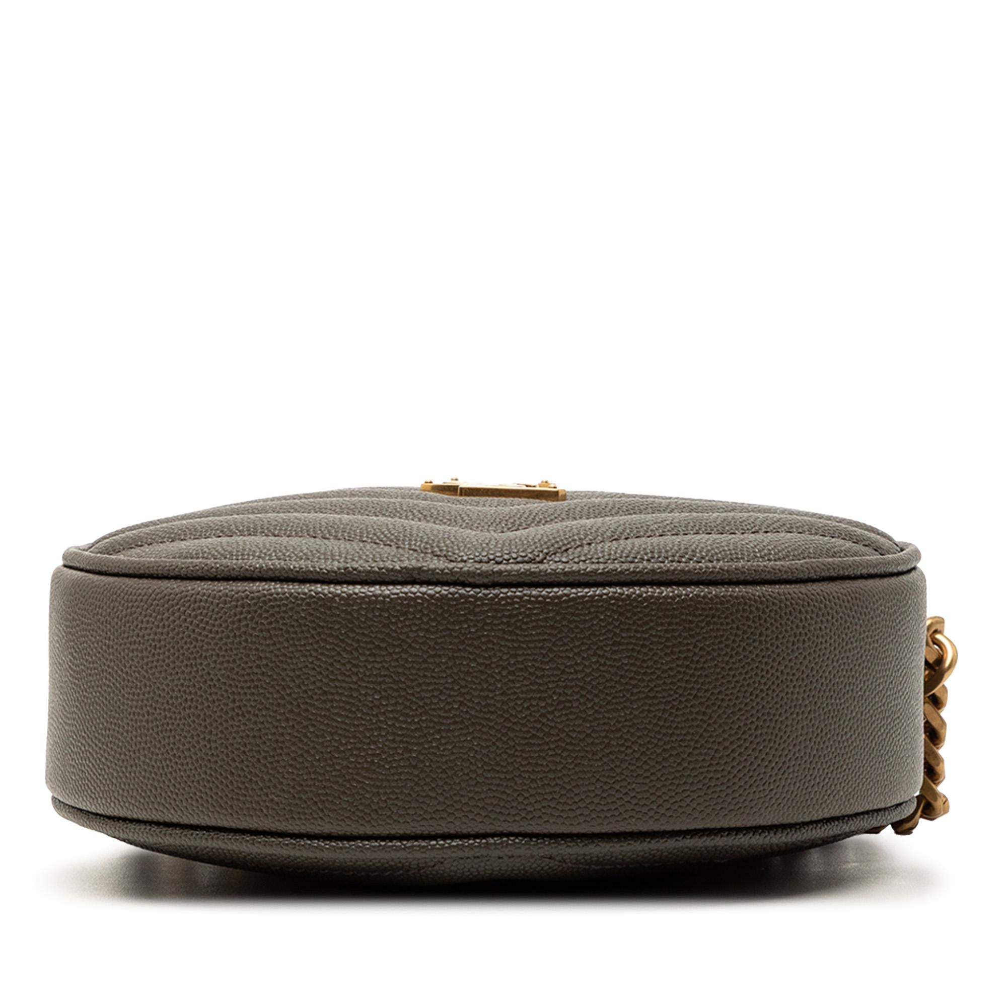 Saint Laurent Chevron Grain De Poudre Round Vinyle Camera Bag