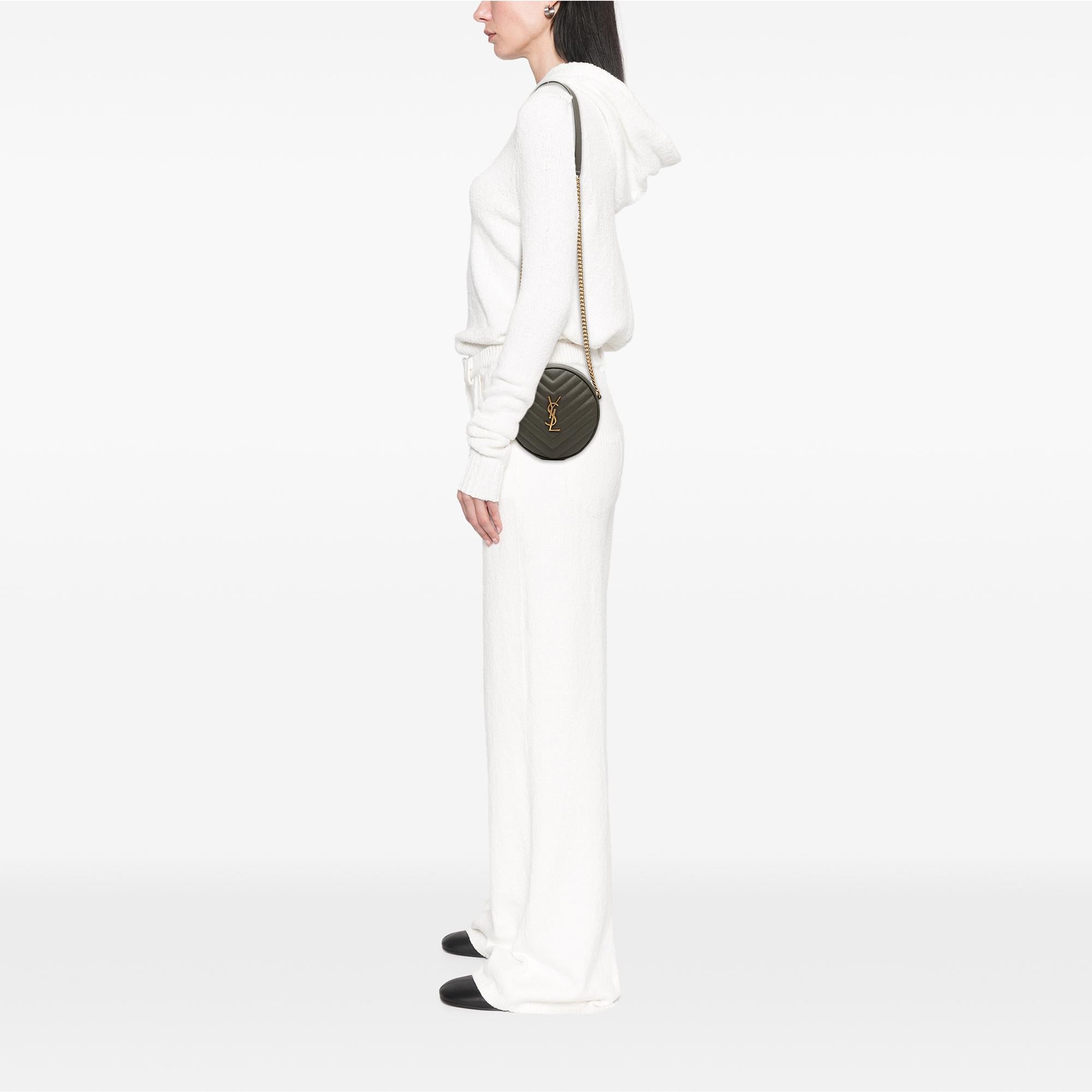 Saint Laurent Chevron Grain De Poudre Round Vinyle Camera Bag