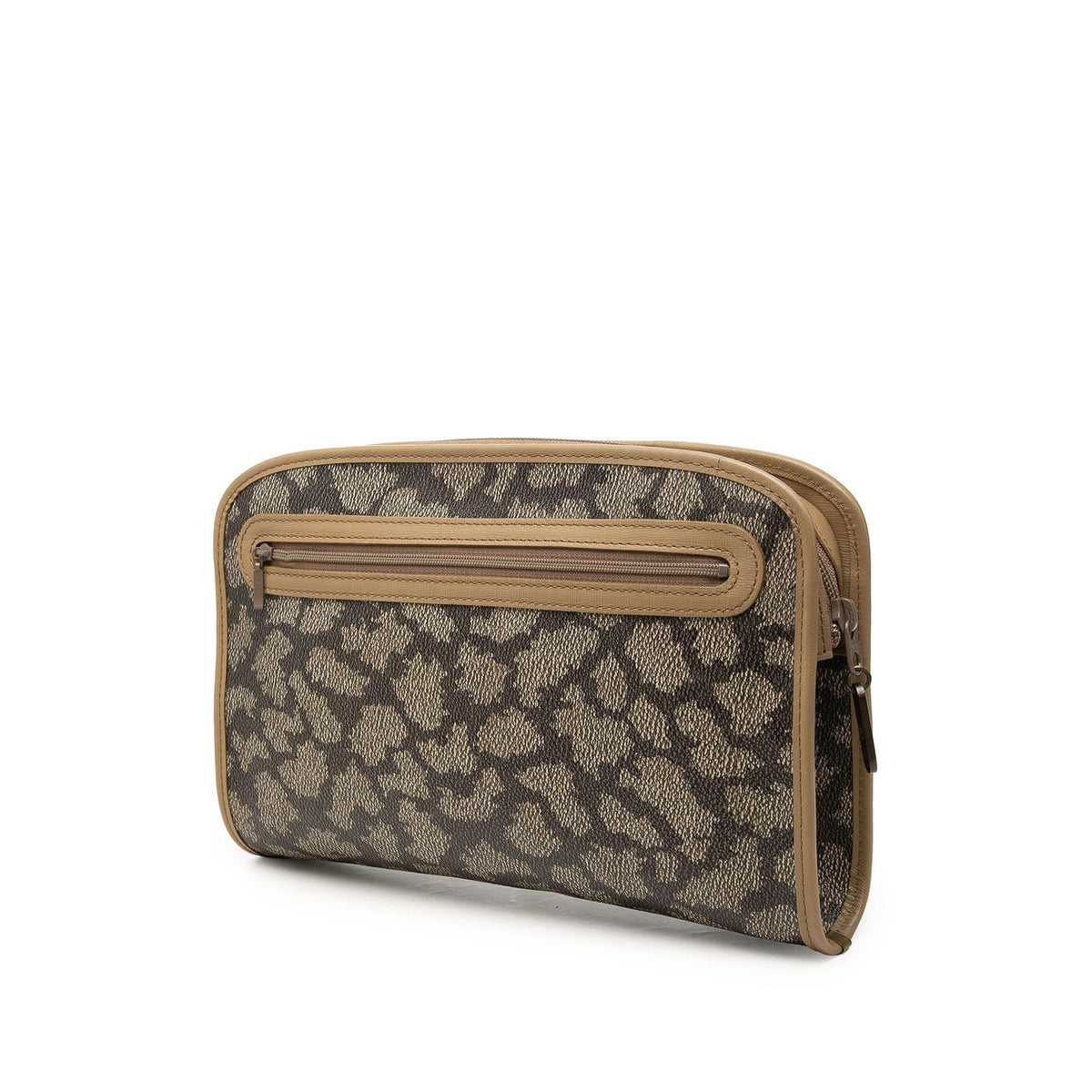 Saint Laurent Coated Canvas Giraffe Print Clutch