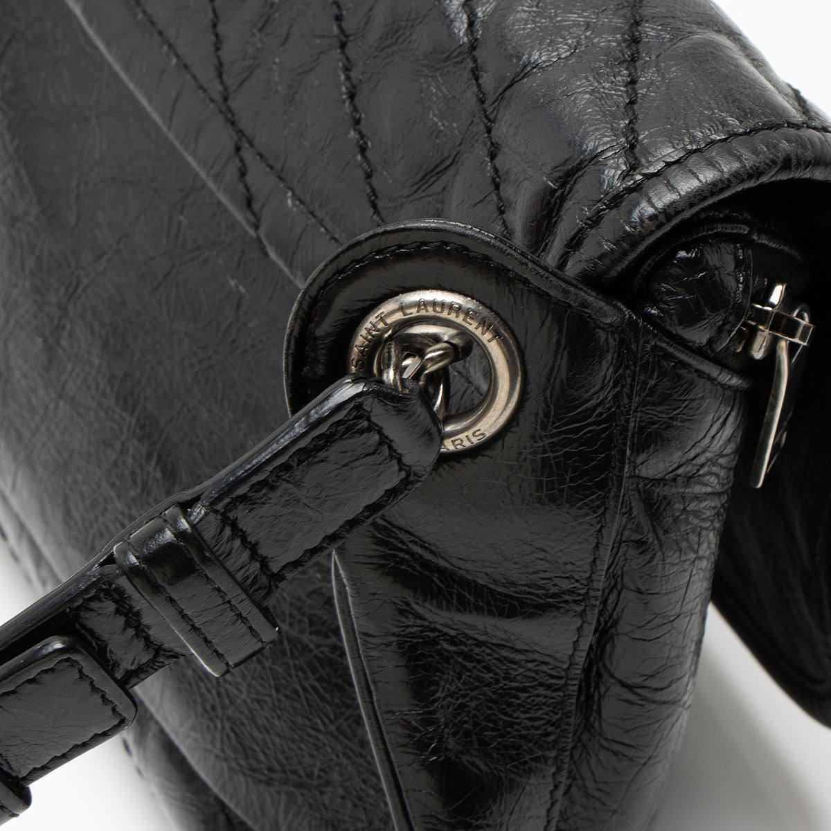 Saint Laurent Crinkled Calfskin Monogram Niki Belt Bag