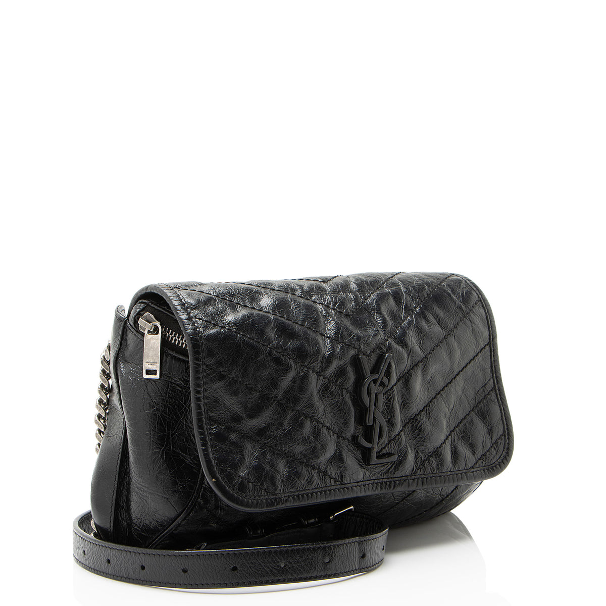 Saint Laurent Crinkled Calfskin Monogram Niki Belt Bag