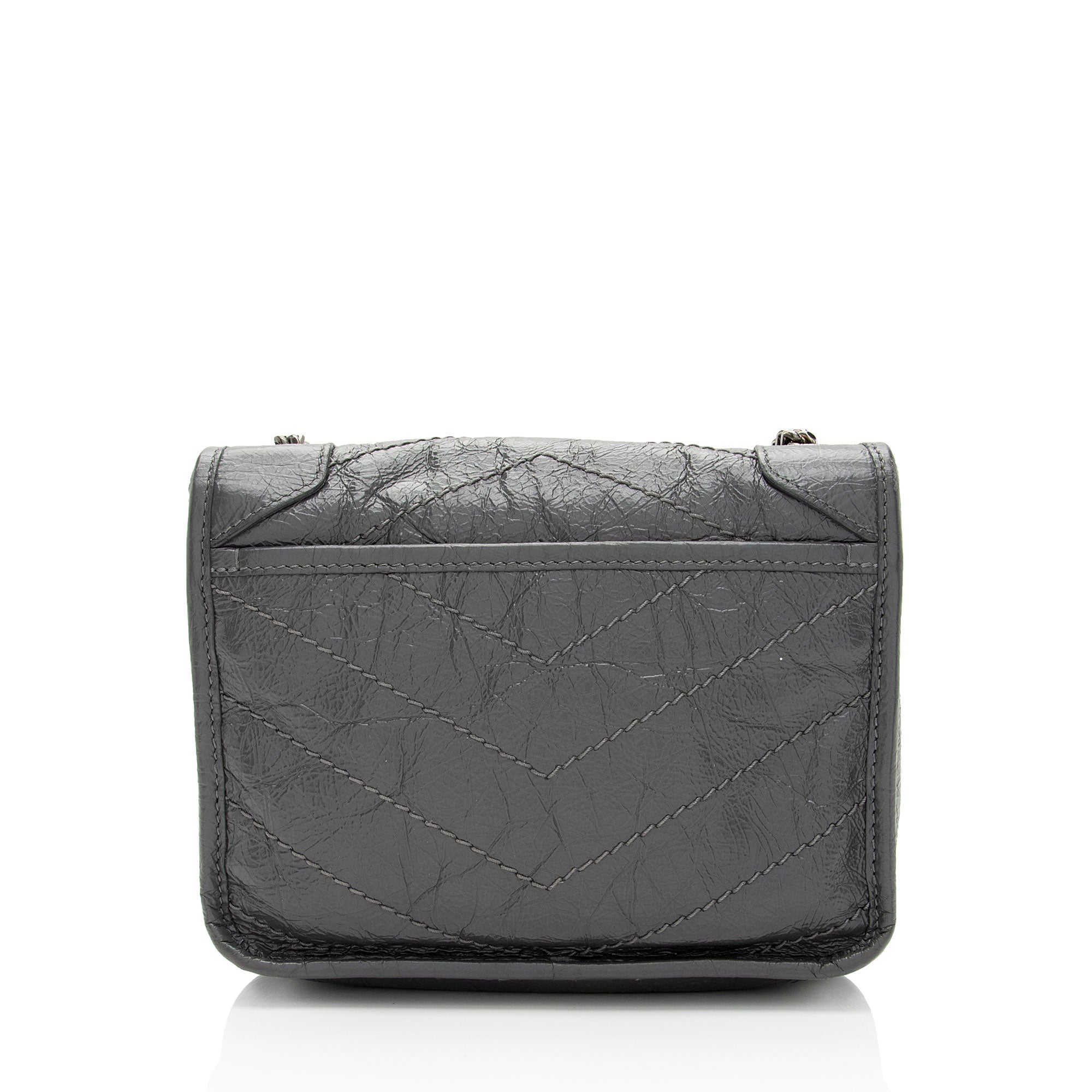 Saint Laurent Crinkled Calfskin Monogram Niki Chain Wallet (SHF-9O6DRW