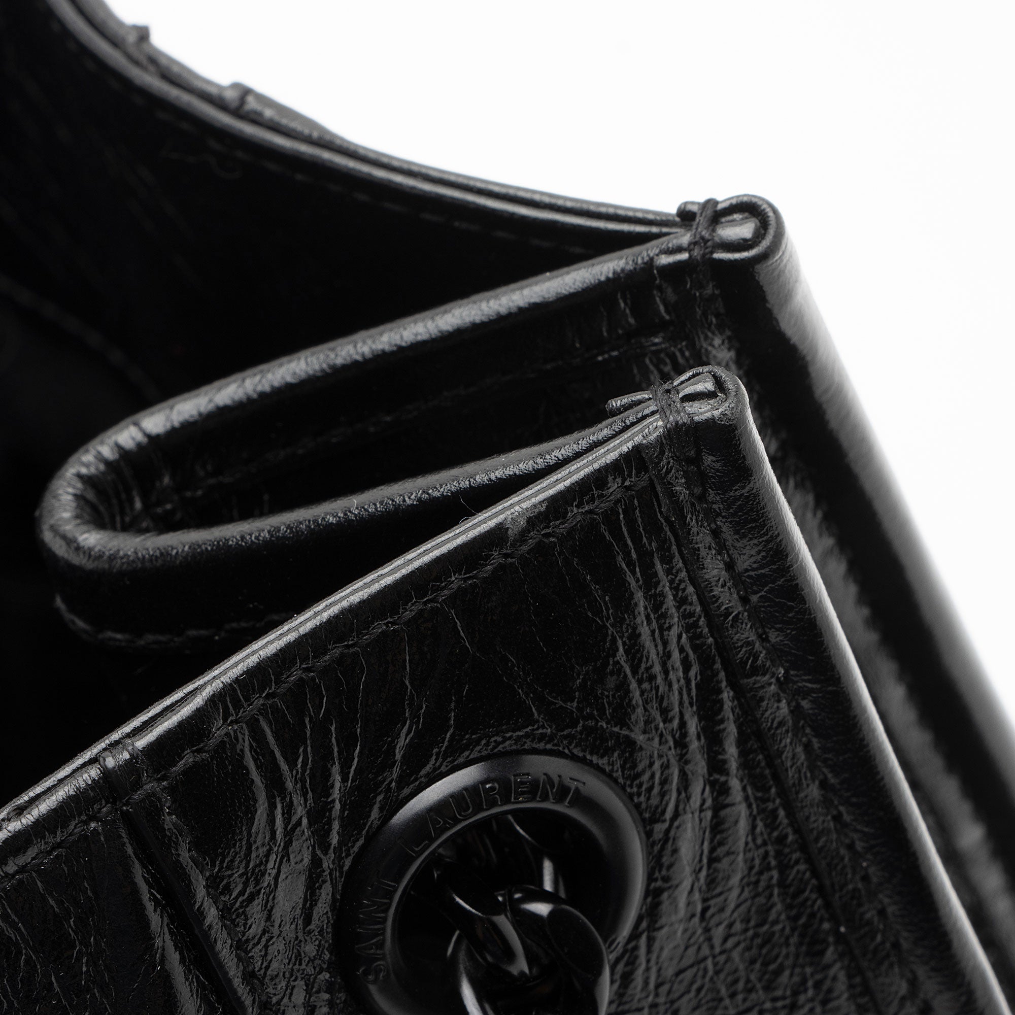 Saint Laurent Crinkled Calfskin Monogram Niki Medium Shopping Tote (SHF-RaBy7S)