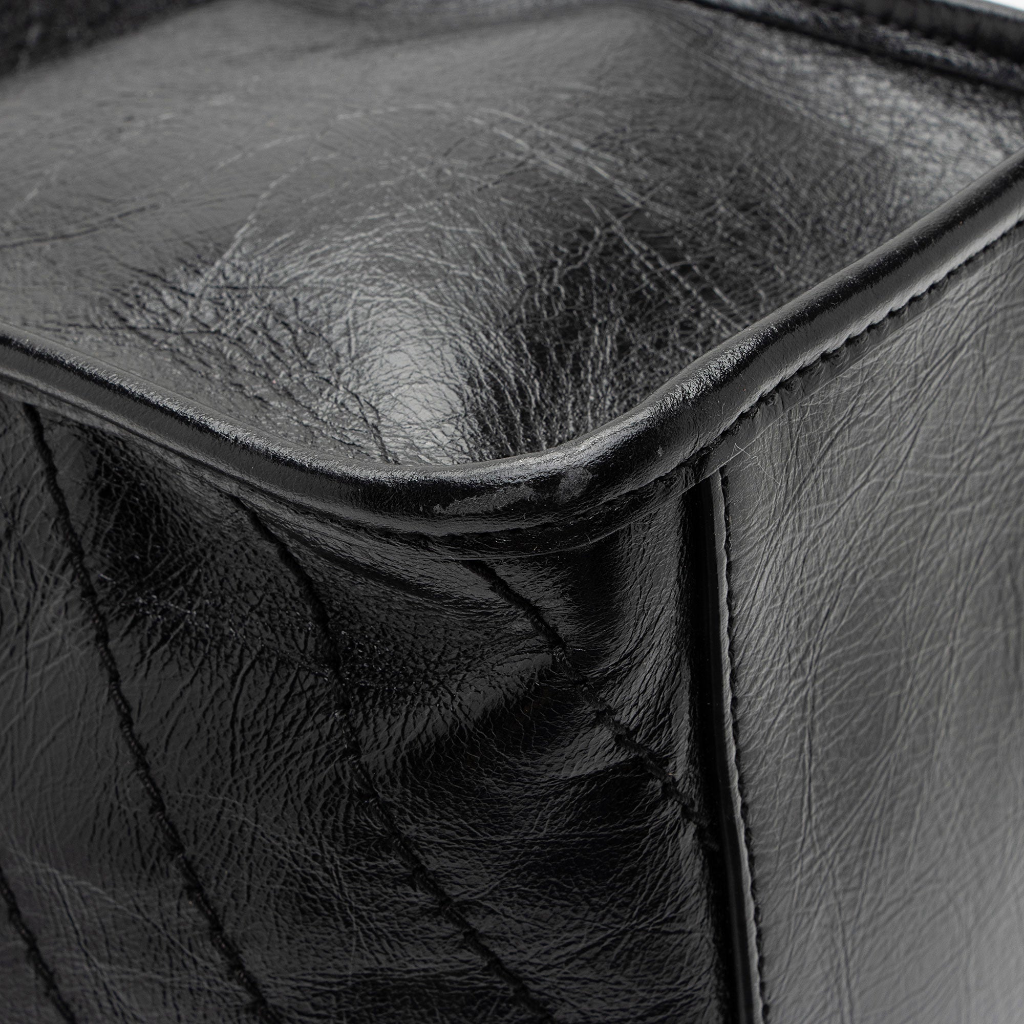 Saint Laurent Crinkled Calfskin Monogram Niki Medium Shopping Tote (SHF-RaBy7S)
