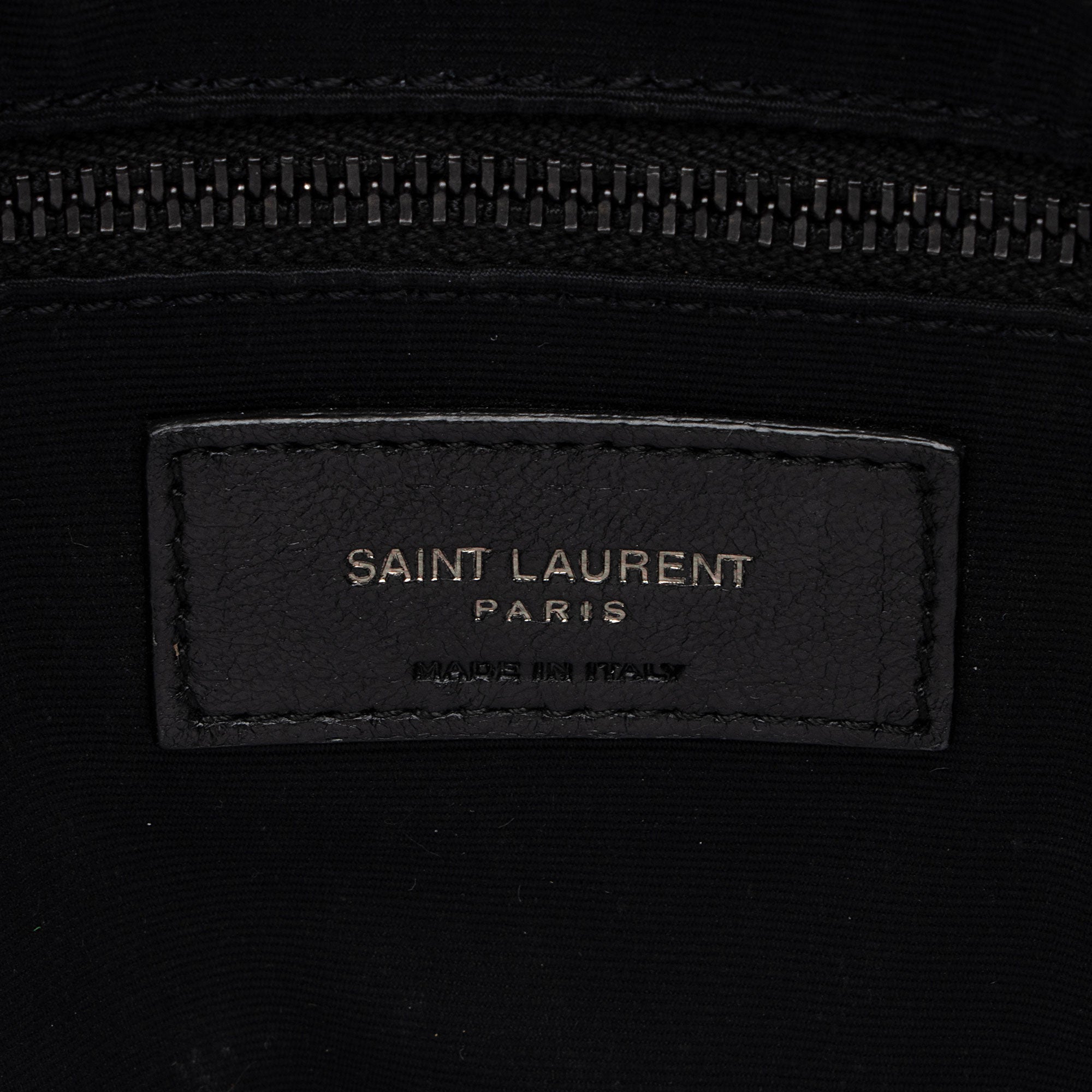 Saint Laurent Crinkled Calfskin Monogram Niki Medium Shopping Tote (SHF-RaBy7S)
