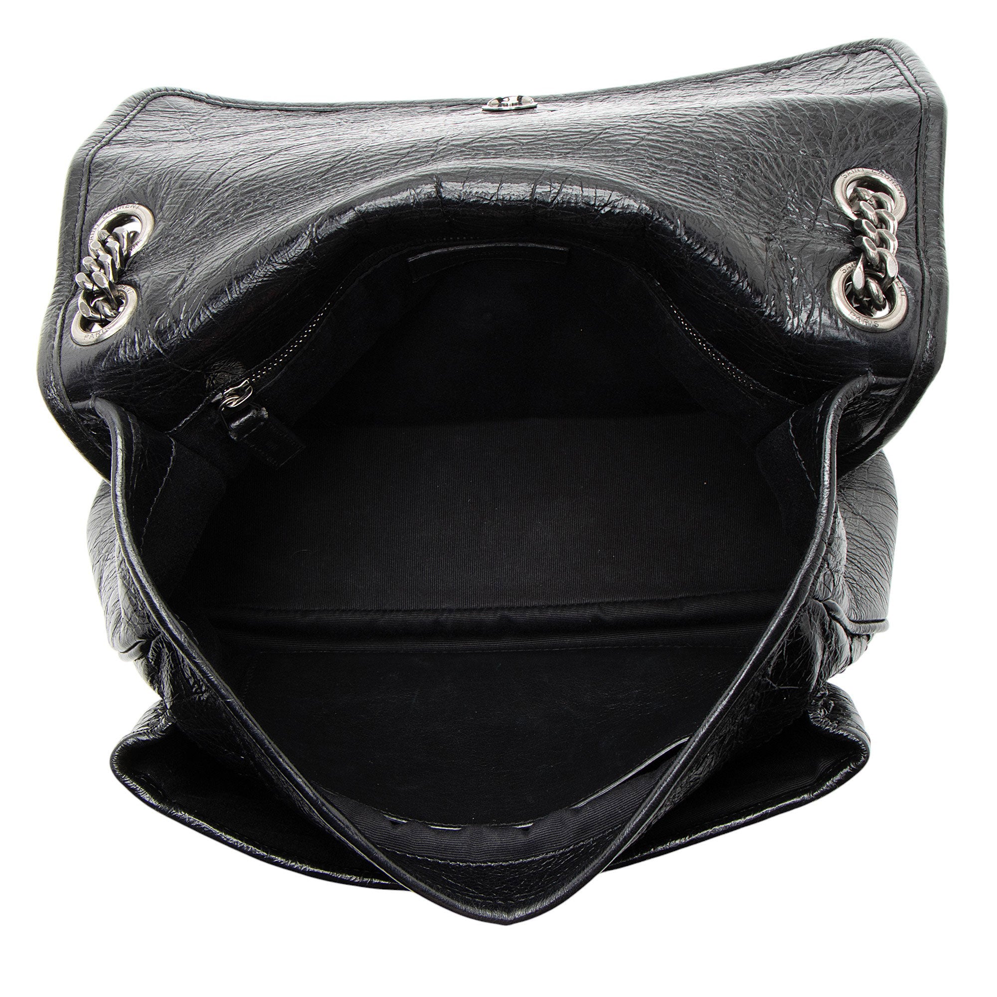 Saint Laurent Crinkled Calfskin Monogram Niki Medium Shoulder Bag (SHF-GOzKUg)