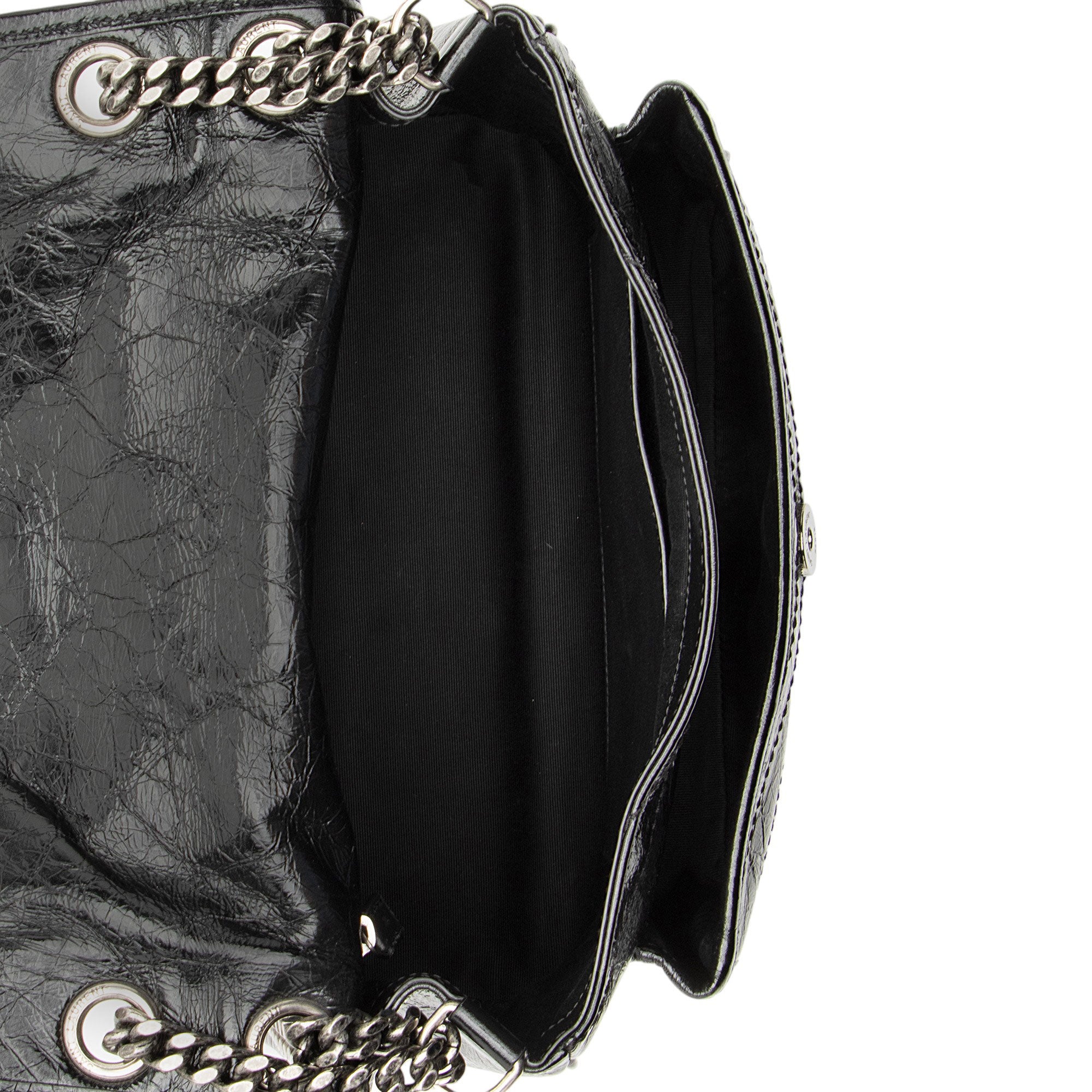 Saint Laurent Crinkled Calfskin Monogram Niki Medium Shoulder Bag