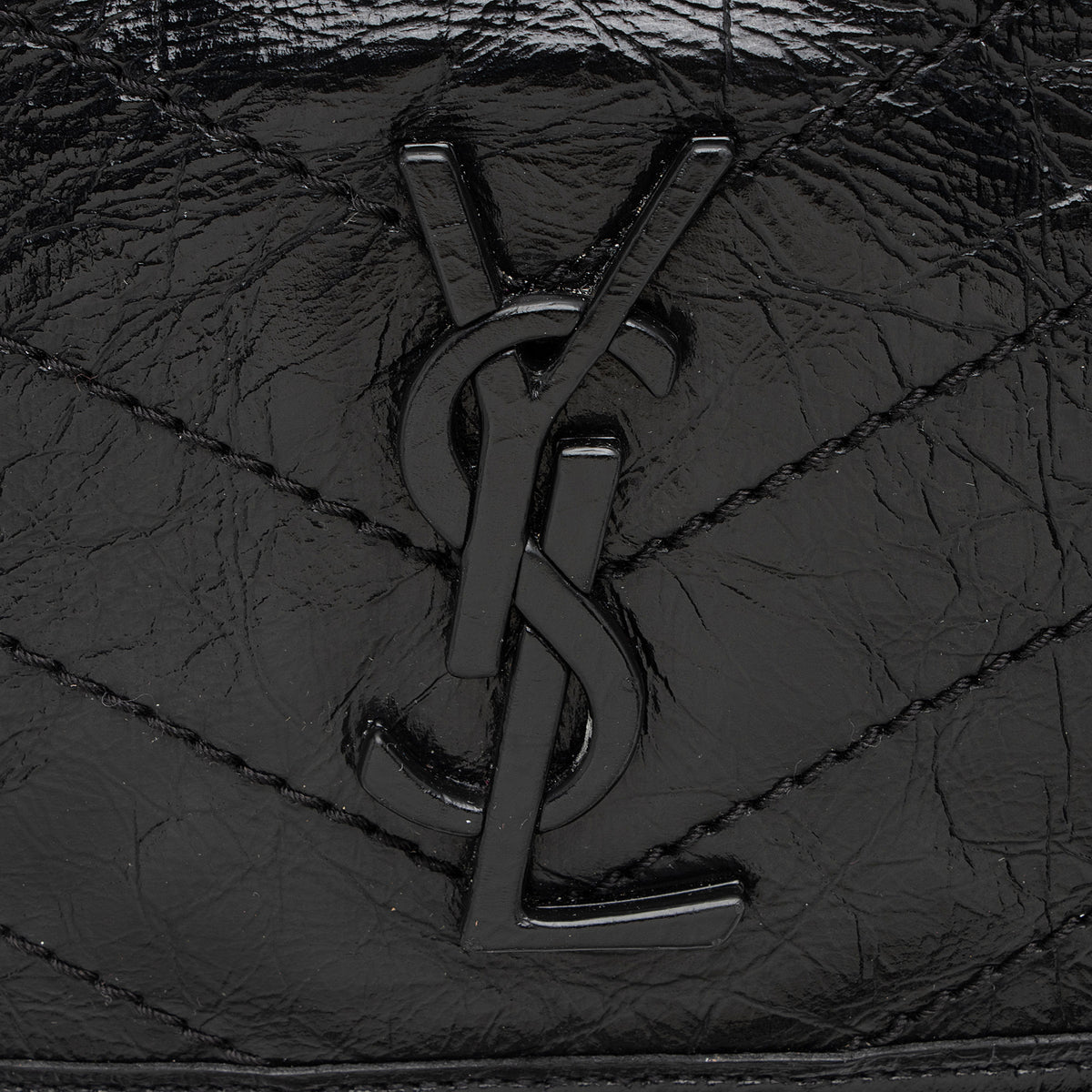 Saint Laurent Crinkled Calfskin Monogram Niki Medium Shoulder Bag