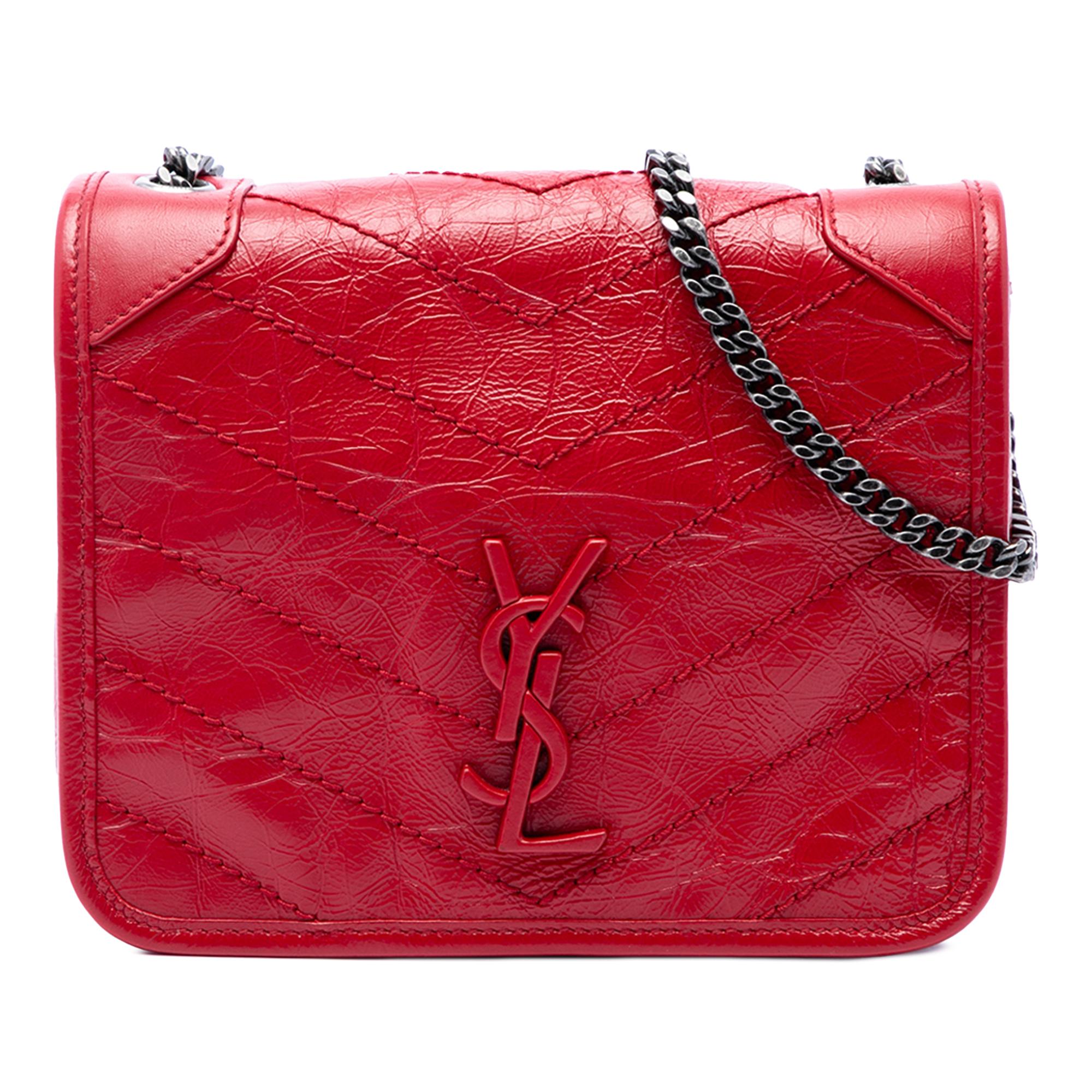Saint Laurent Crinkled Calfskin Niki Wallet on Chain
