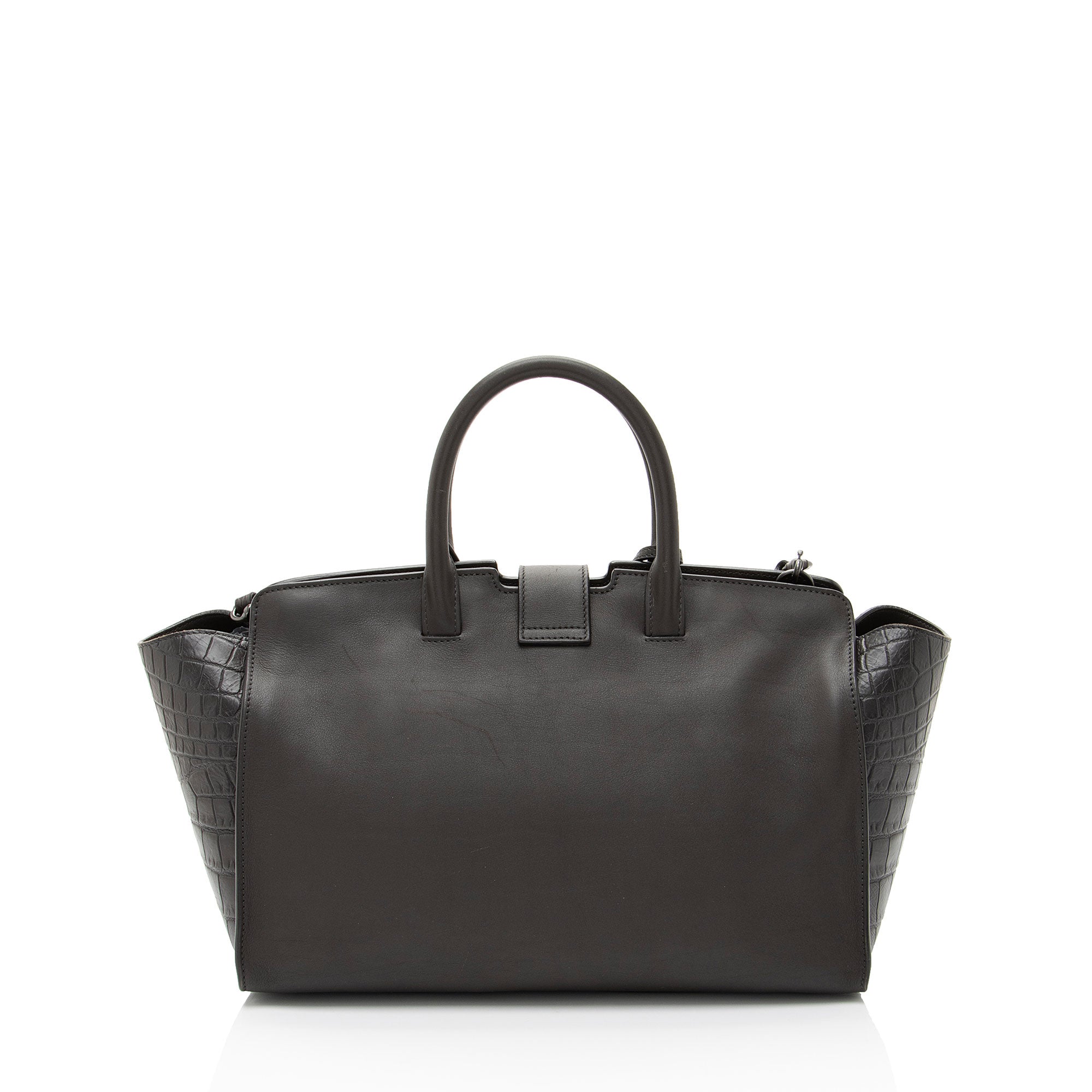 Saint Laurent Croc Embossed Calfskin Monogram Classic Cabas Downtown Small Tote