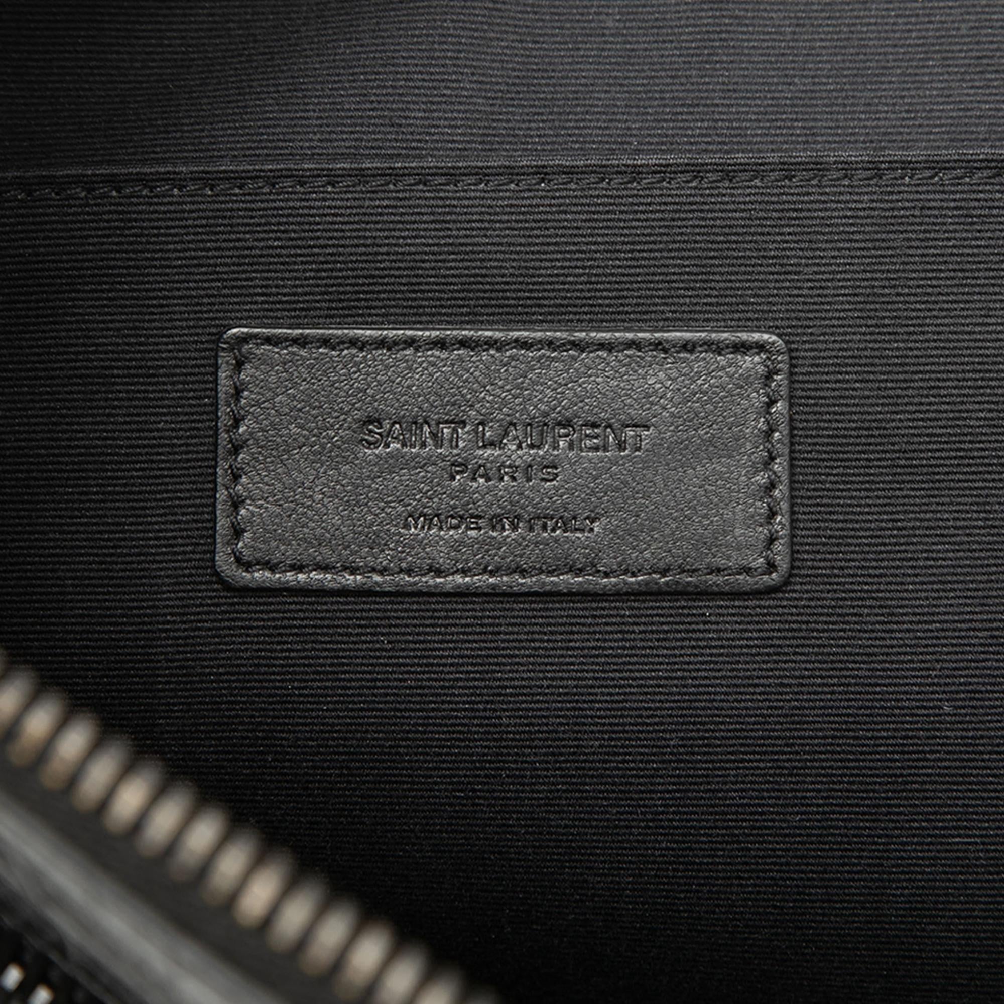 Saint Laurent Croc Embossed Leather Clutch