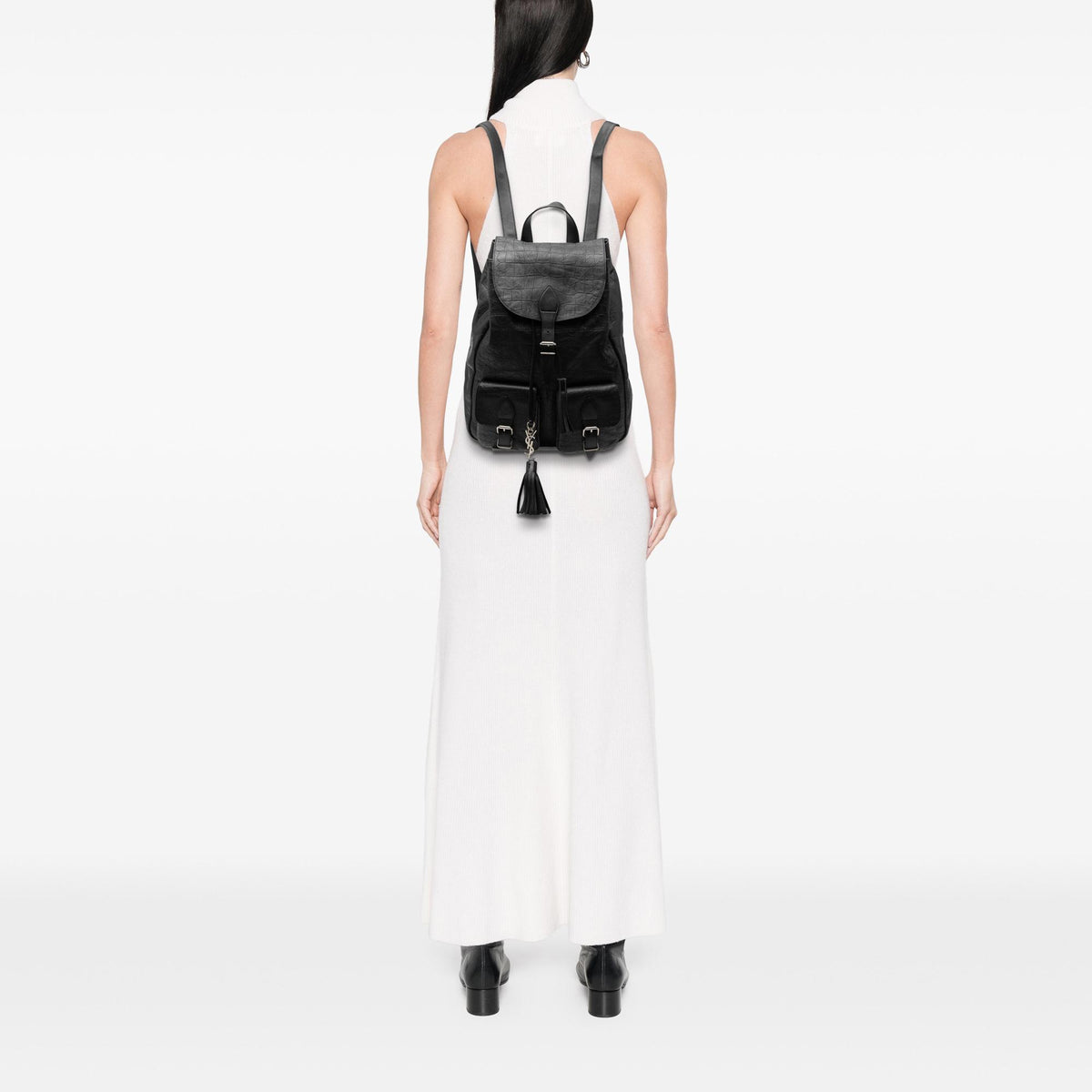 Saint Laurent Croc Embossed Leather Festival Backpack