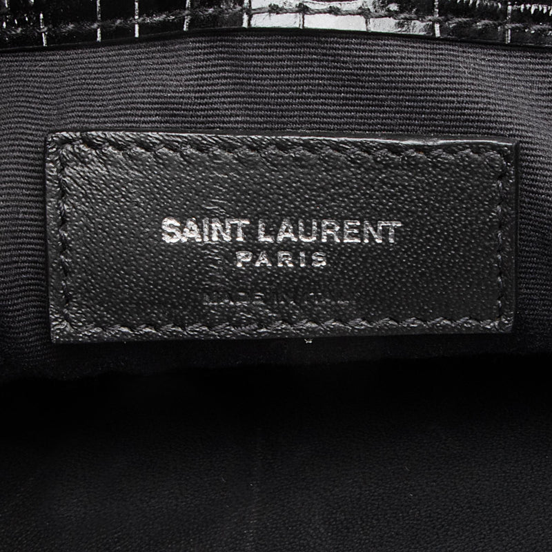 Saint Laurent Croc Embossed Leather Manhattan Small Satchel (SHF-23623)