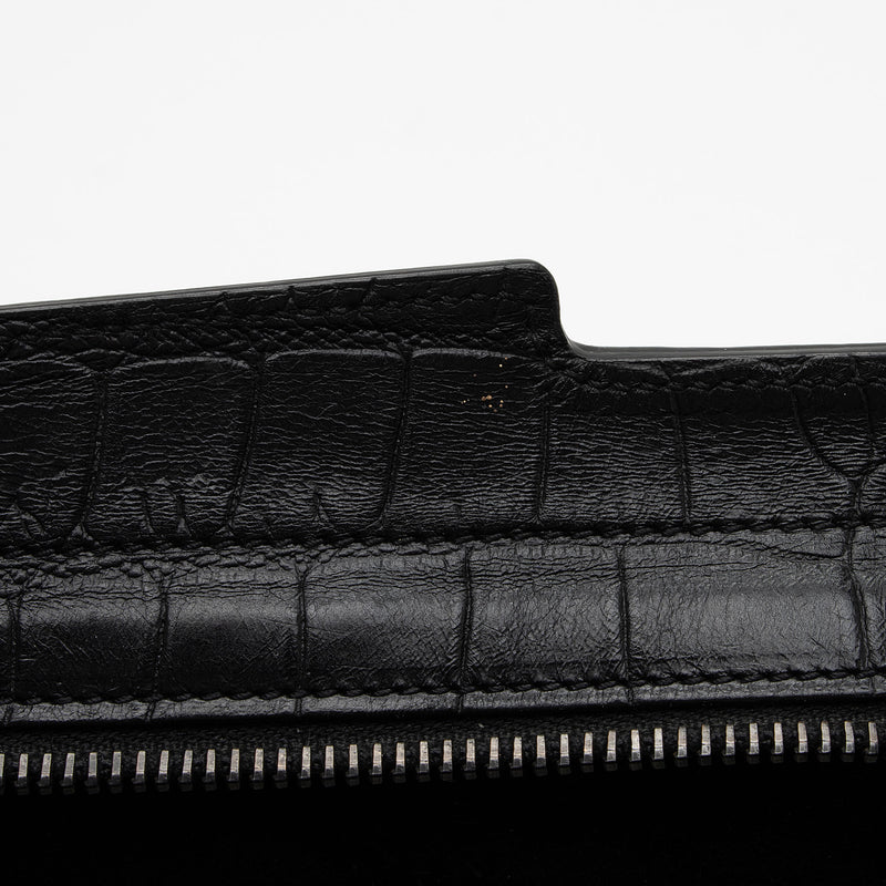 Saint Laurent Croc Embossed Leather Monogram Baby Cabas Tote (SHF-QBG3Zi)