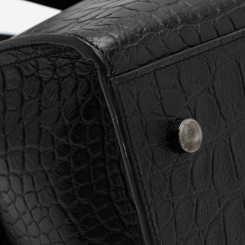 Saint Laurent Croc Embossed Leather Monogram Baby Cabas Tote SHF