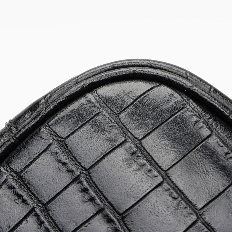 Saint Laurent Croc Embossed Leather Monogram Blogger Bag (SHF-XNnxZ2)