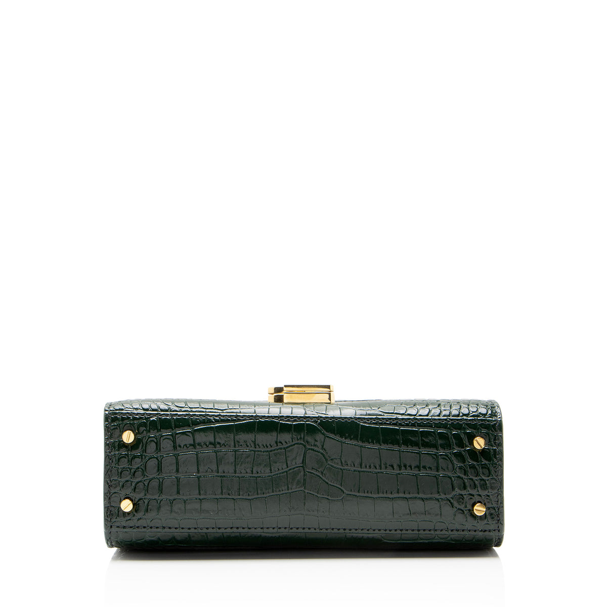 Saint Laurent Croc Embossed Leather Monogram Cassandra Mini Top Handle
