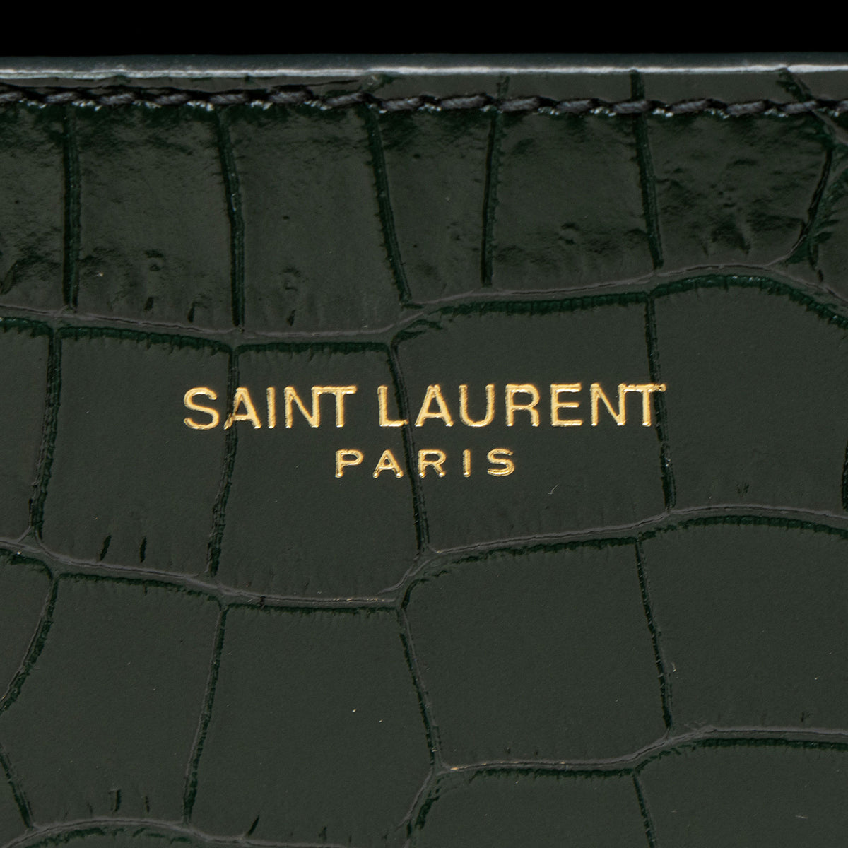 Saint Laurent Croc Embossed Leather Monogram Cassandra Mini Top Handle