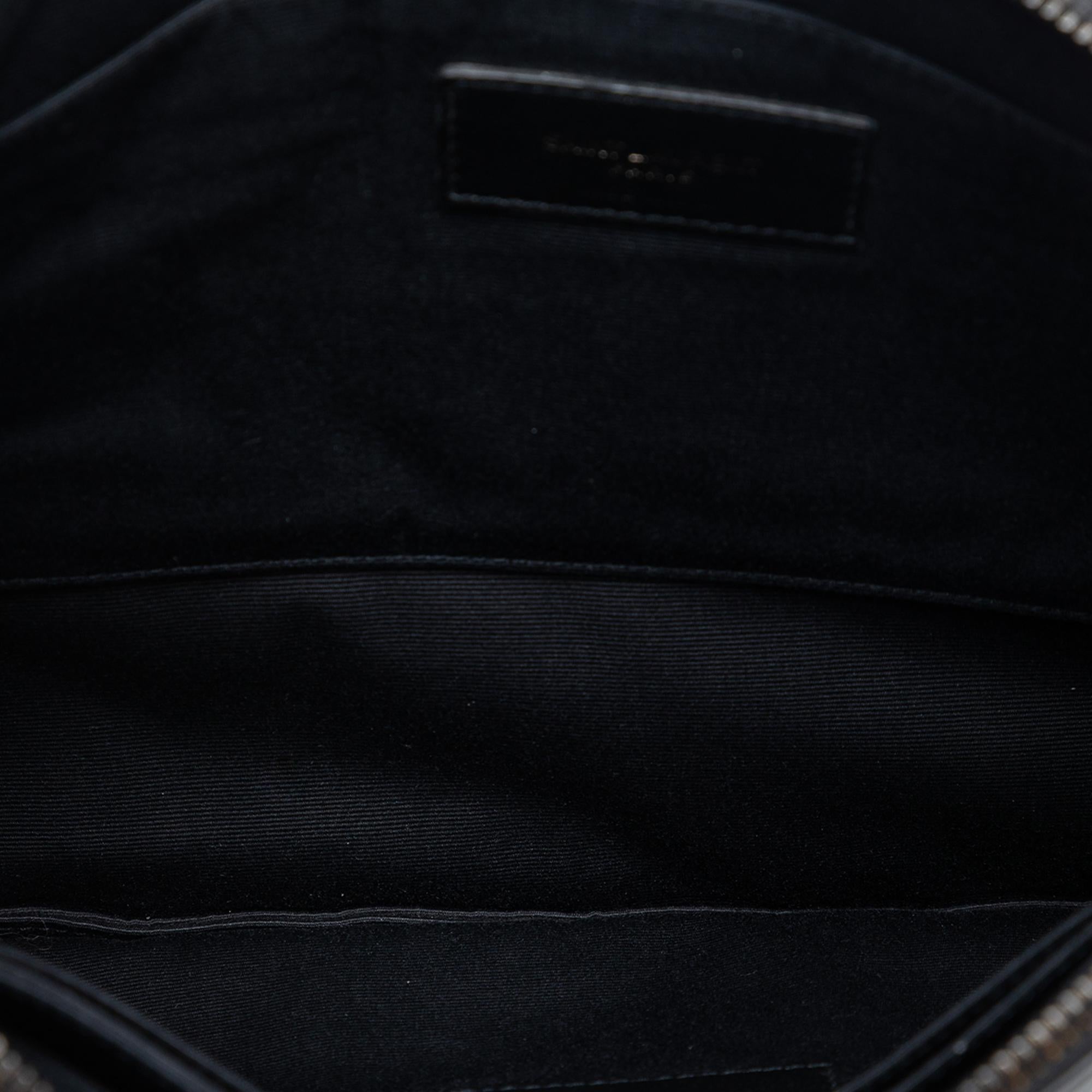 Saint Laurent Croc Embossed Leather Monogram Clutch