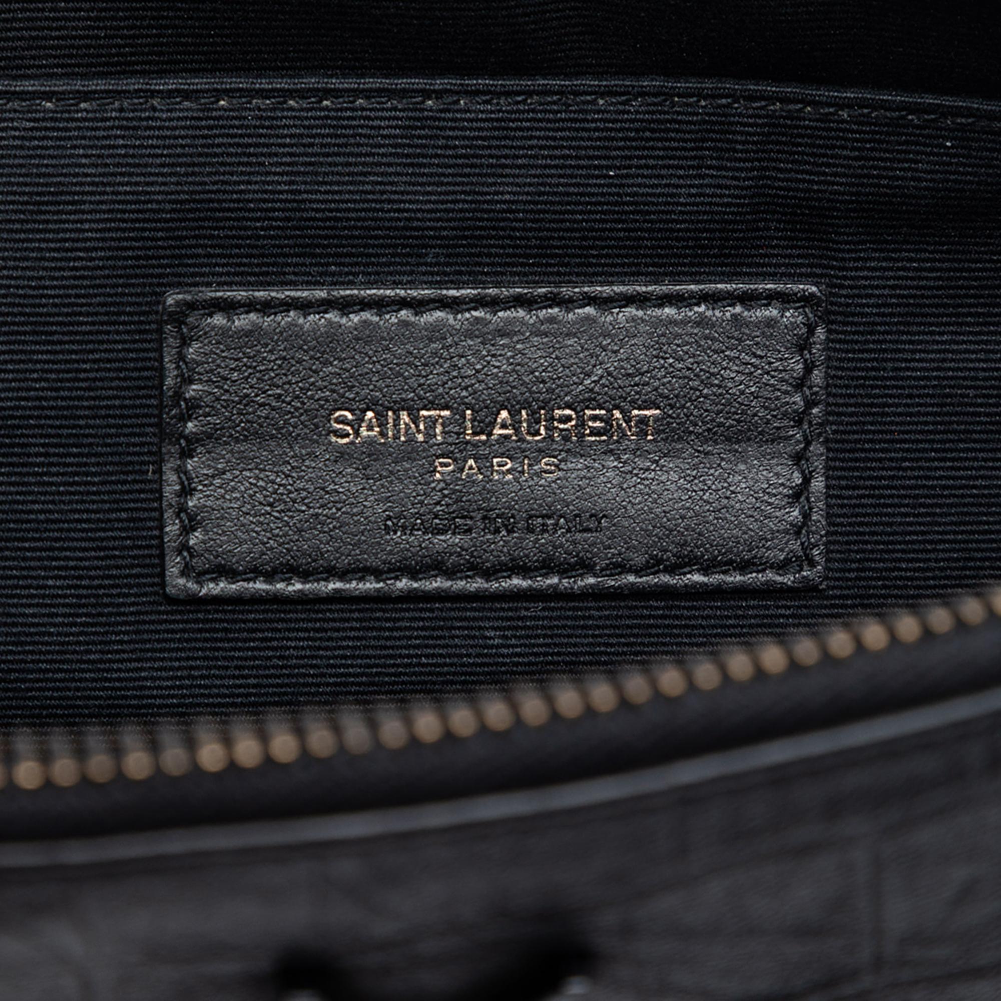 Saint Laurent Croc Embossed Leather Monogram Clutch
