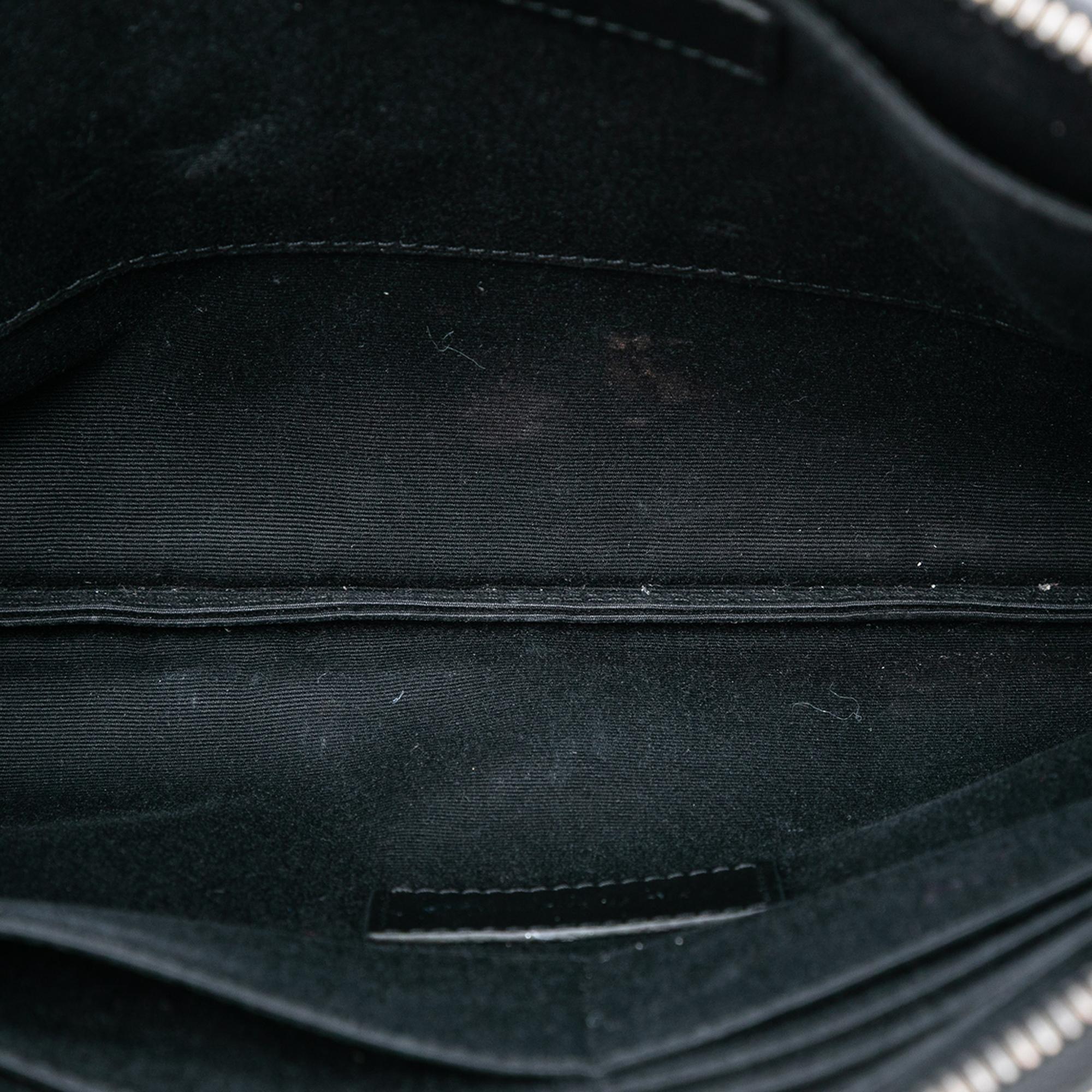 Saint Laurent Croc Embossed Leather Monogram Document Holder