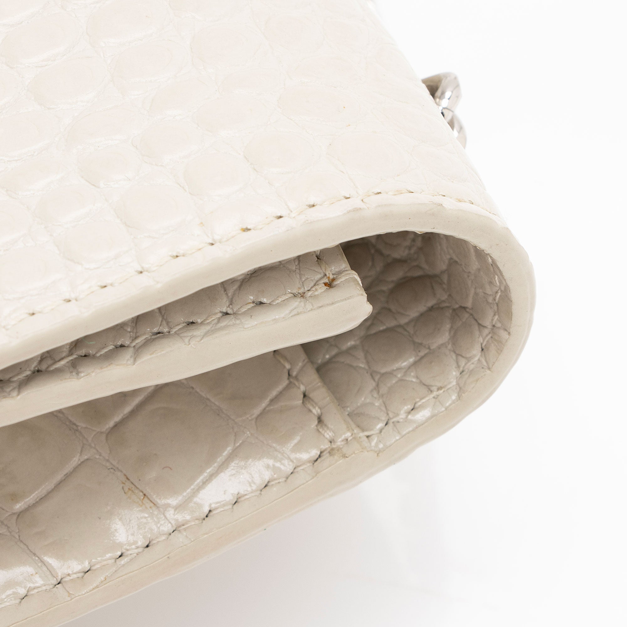 Saint Laurent Croc Embossed Leather Monogram Kate Tassel Medium Shoulder Bag (SHF-38szZN)