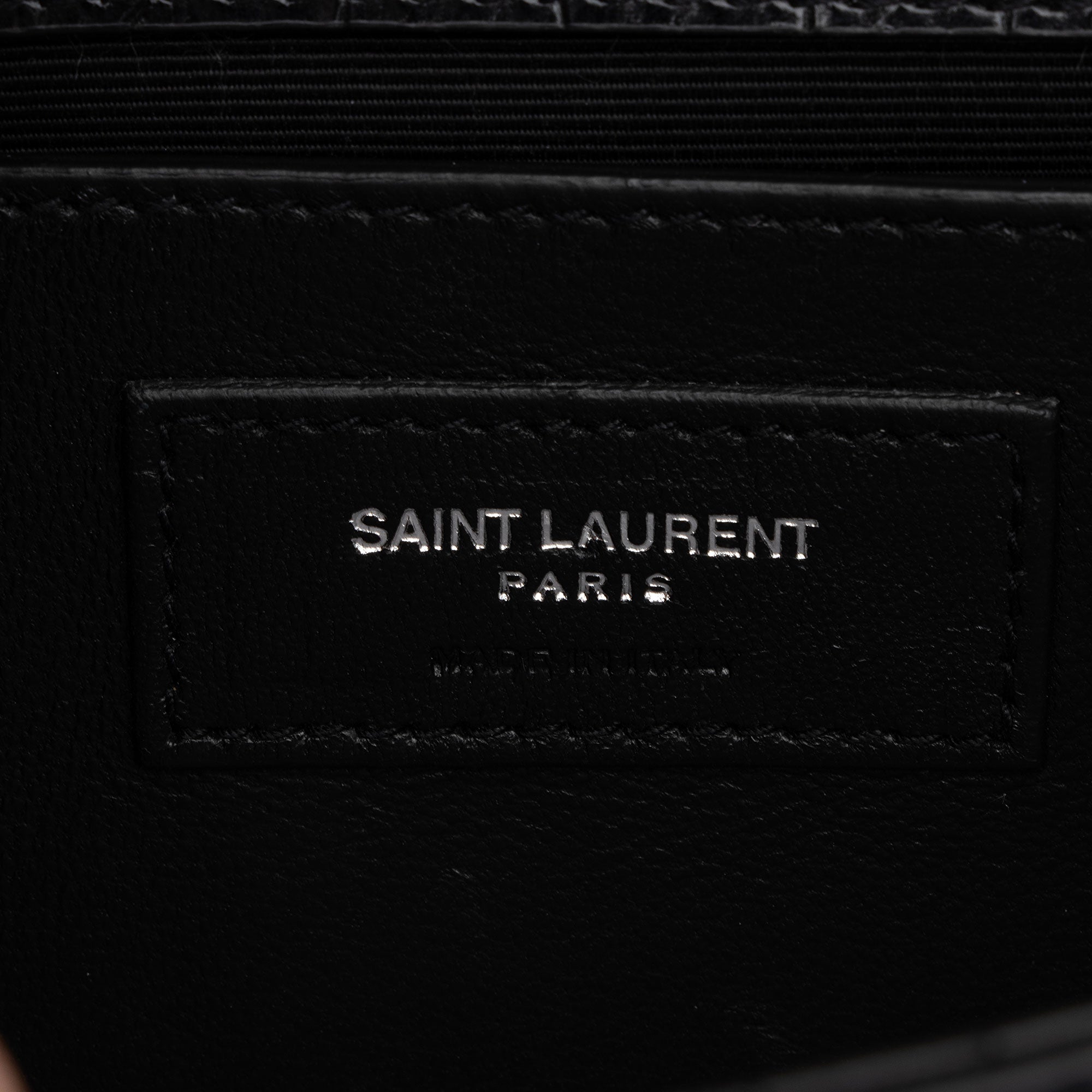 Saint Laurent Croc Embossed Leather Monogram Kate Tassel Small Shoulder Bag (SHF-BWswR2)