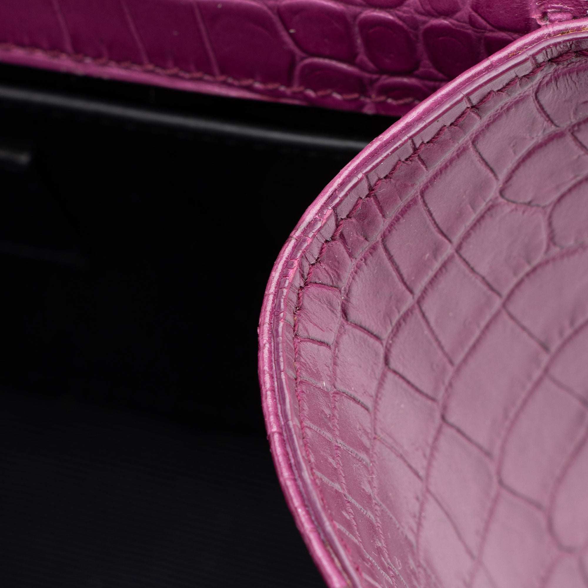 Saint Laurent Croc Embossed Leather Monogram Kate Tassel Small Shoulder Bag