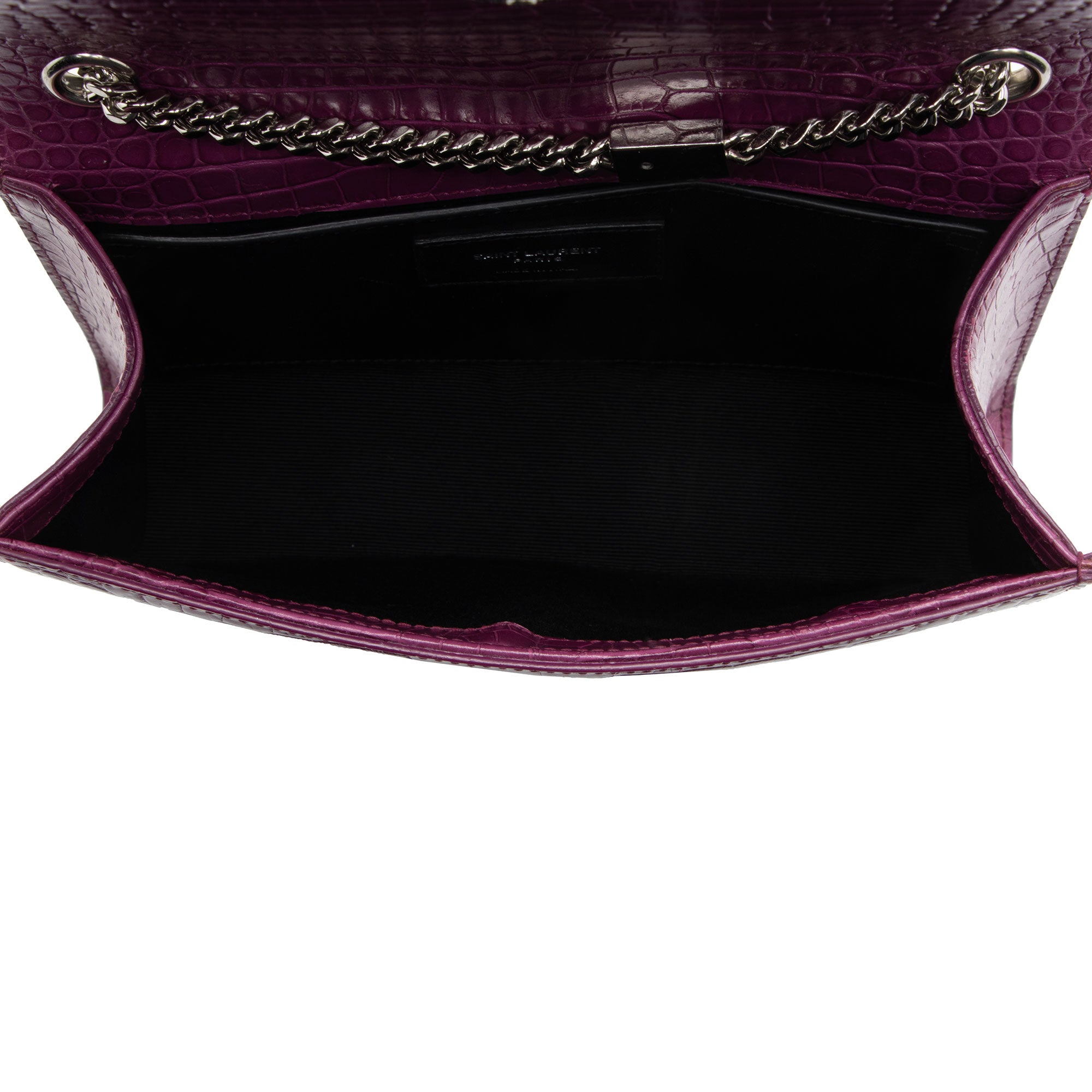 Saint Laurent Croc Embossed Leather Monogram Kate Tassel Small Shoulder Bag